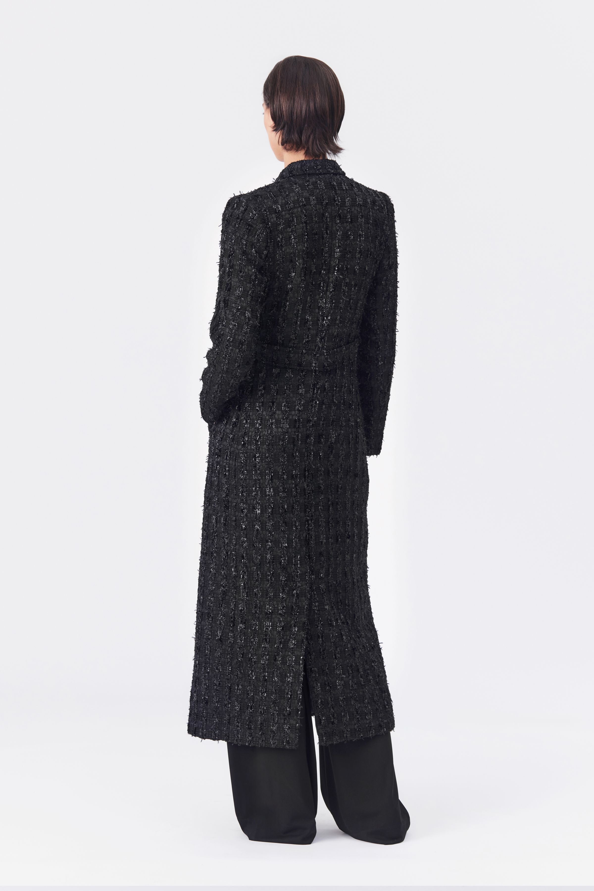 Kristina Black Lurex Tweed Coat