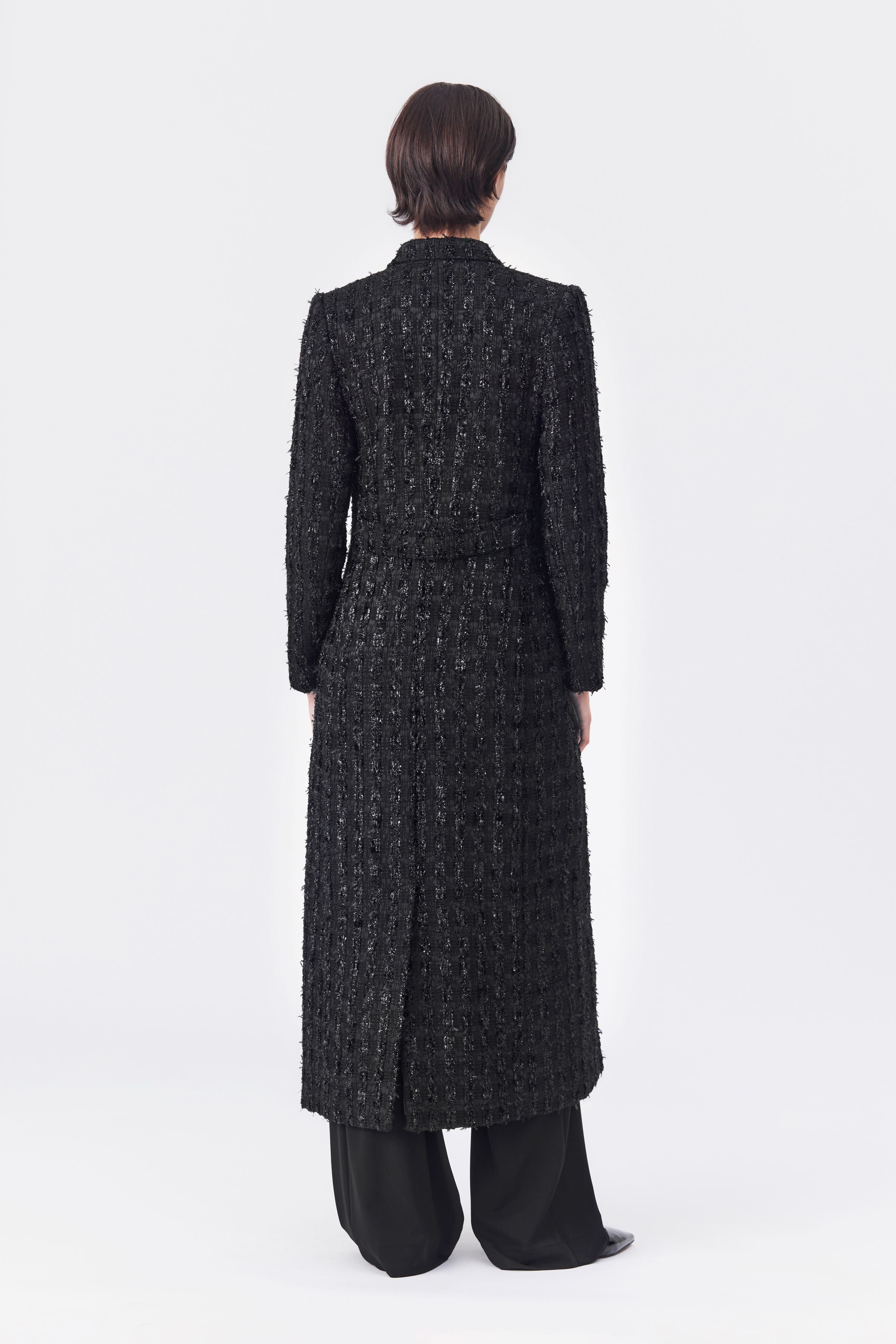 Kristina Black Lurex Tweed Coat