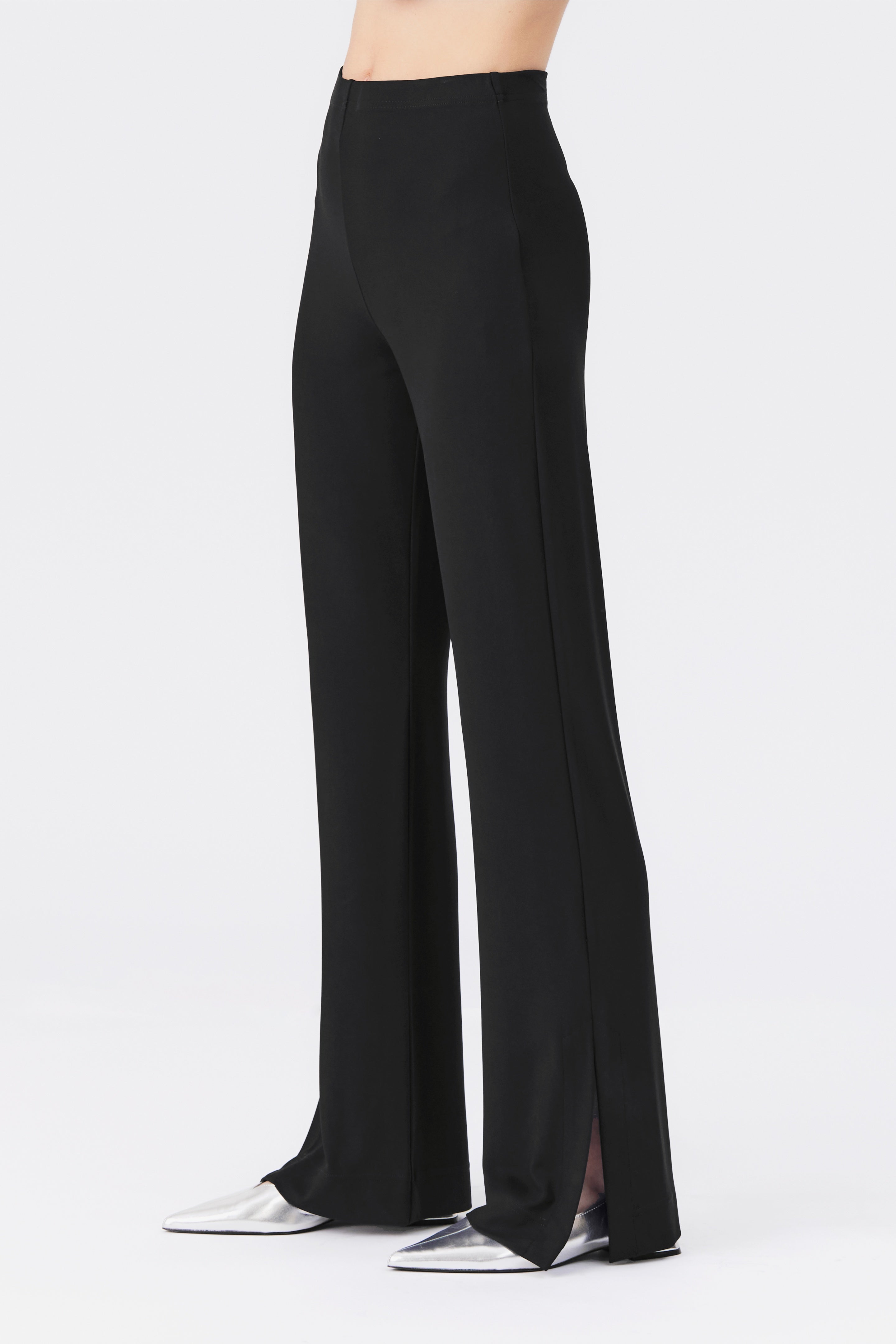 Lana Jersey Trousers with Side Slits in Black