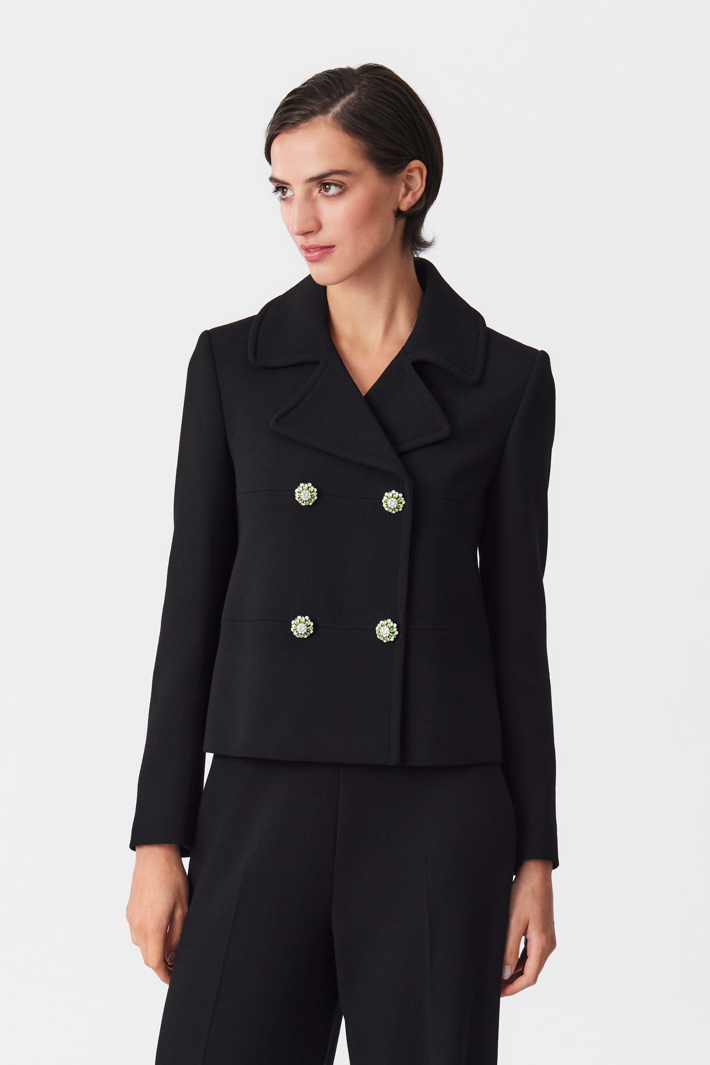 Libbi Black Double-Breasted Wool Jacket