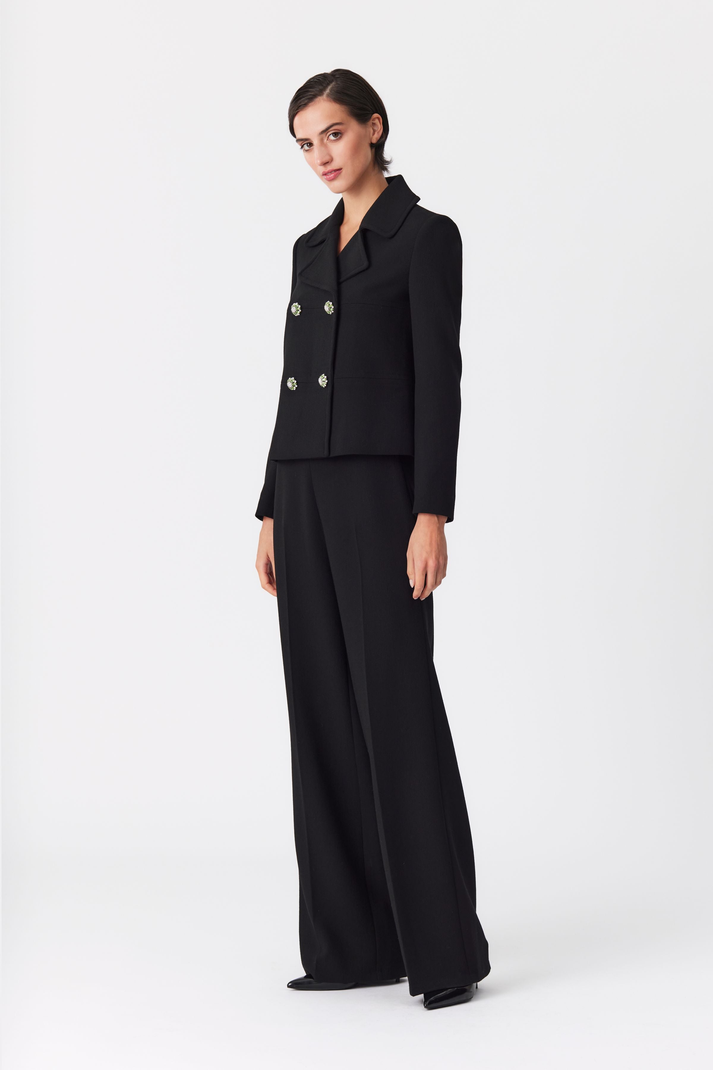 Libbi Black Double-Breasted Wool Jacket