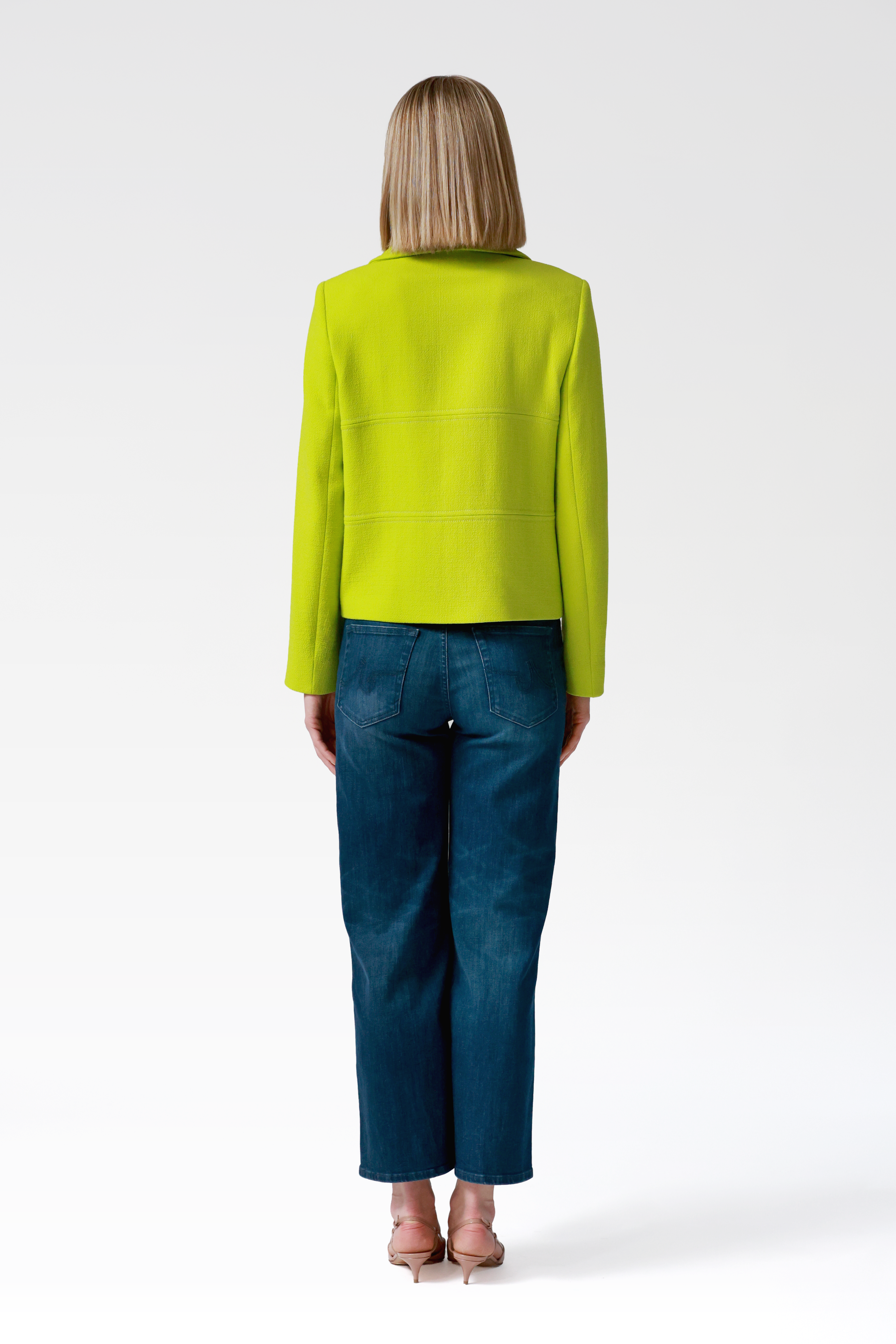 Libbi Double-Breasted Wool Jacket in Lime