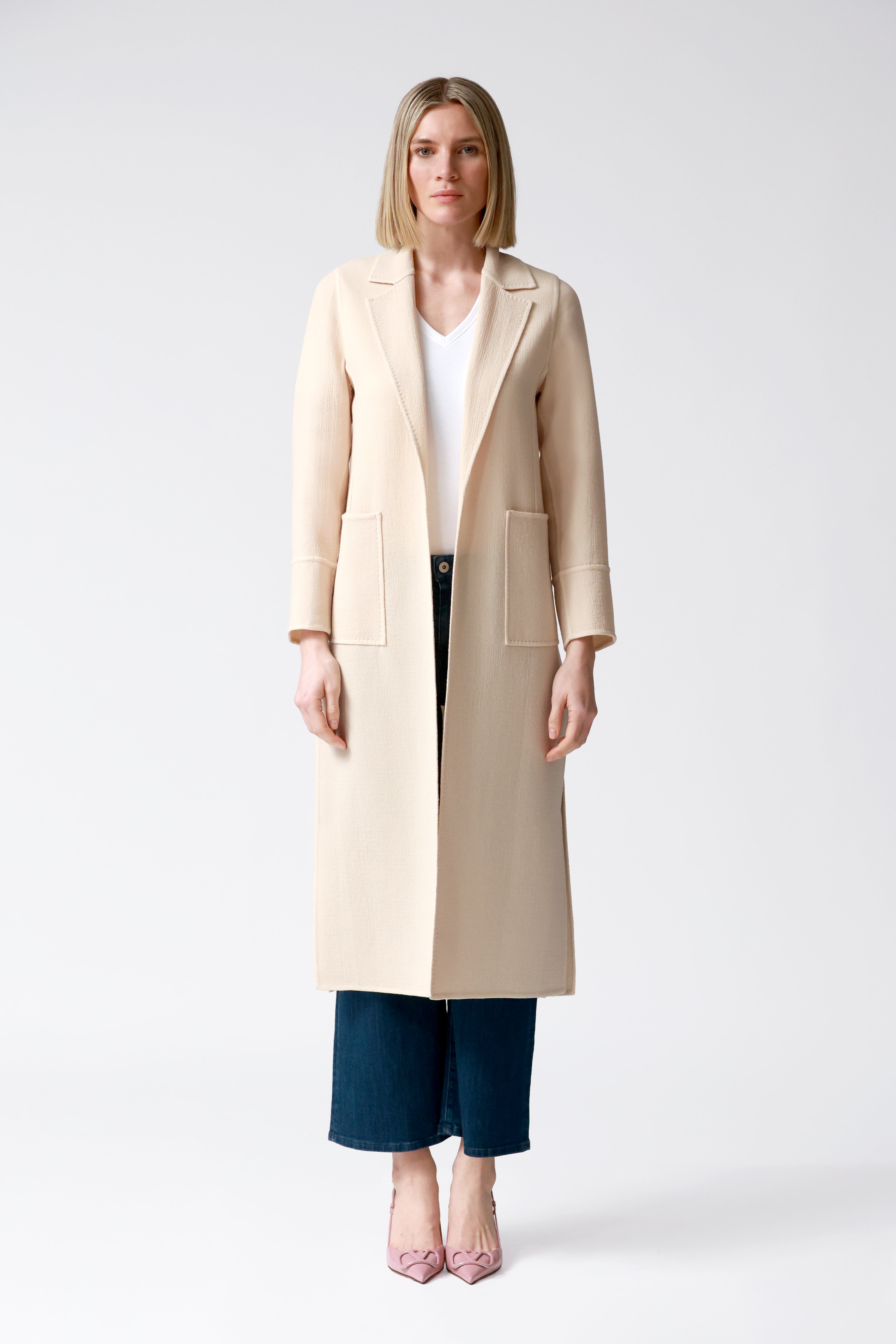 Lola Wool Crepe Coat in Pink