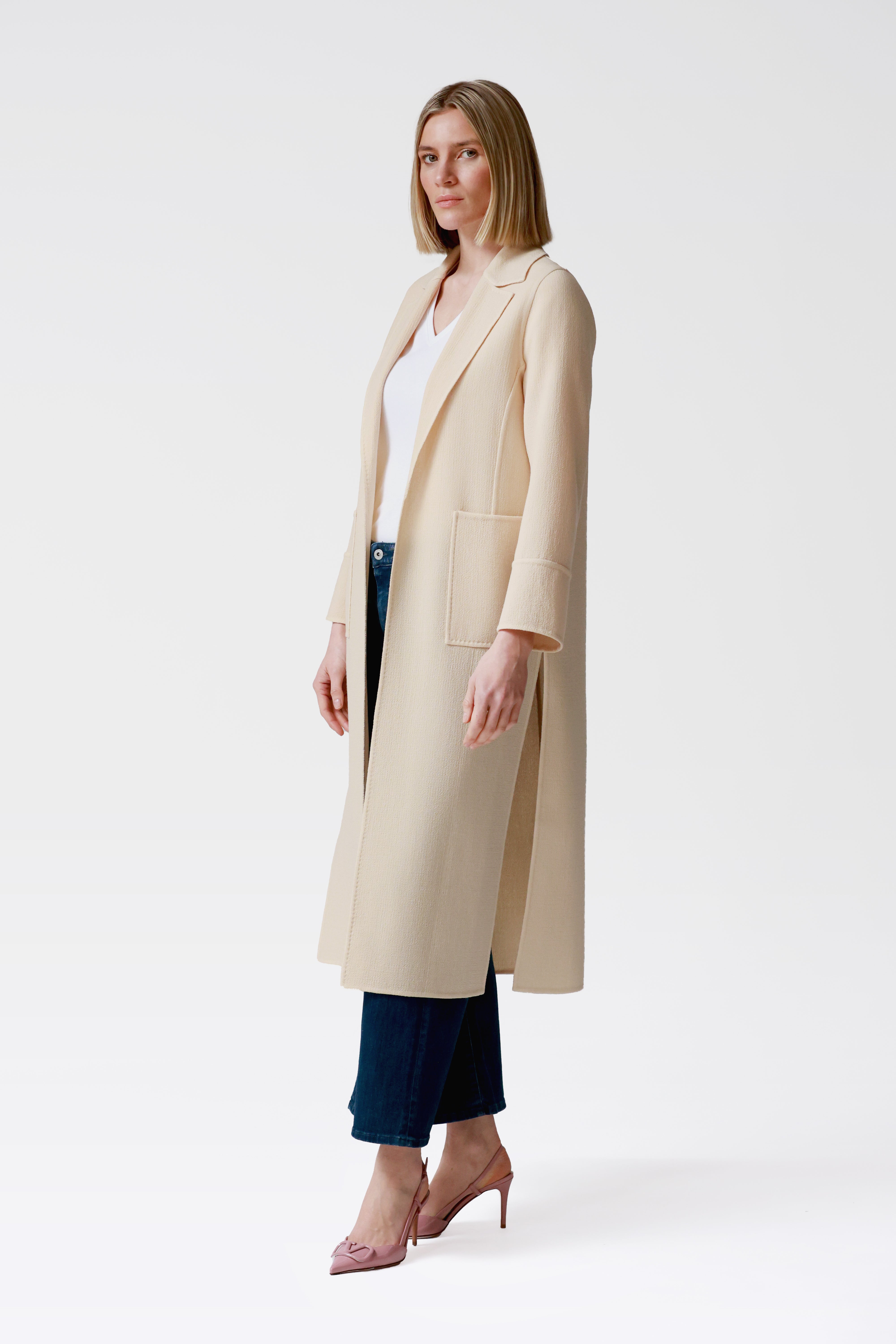 Lola Wool Crepe Coat in Blonde