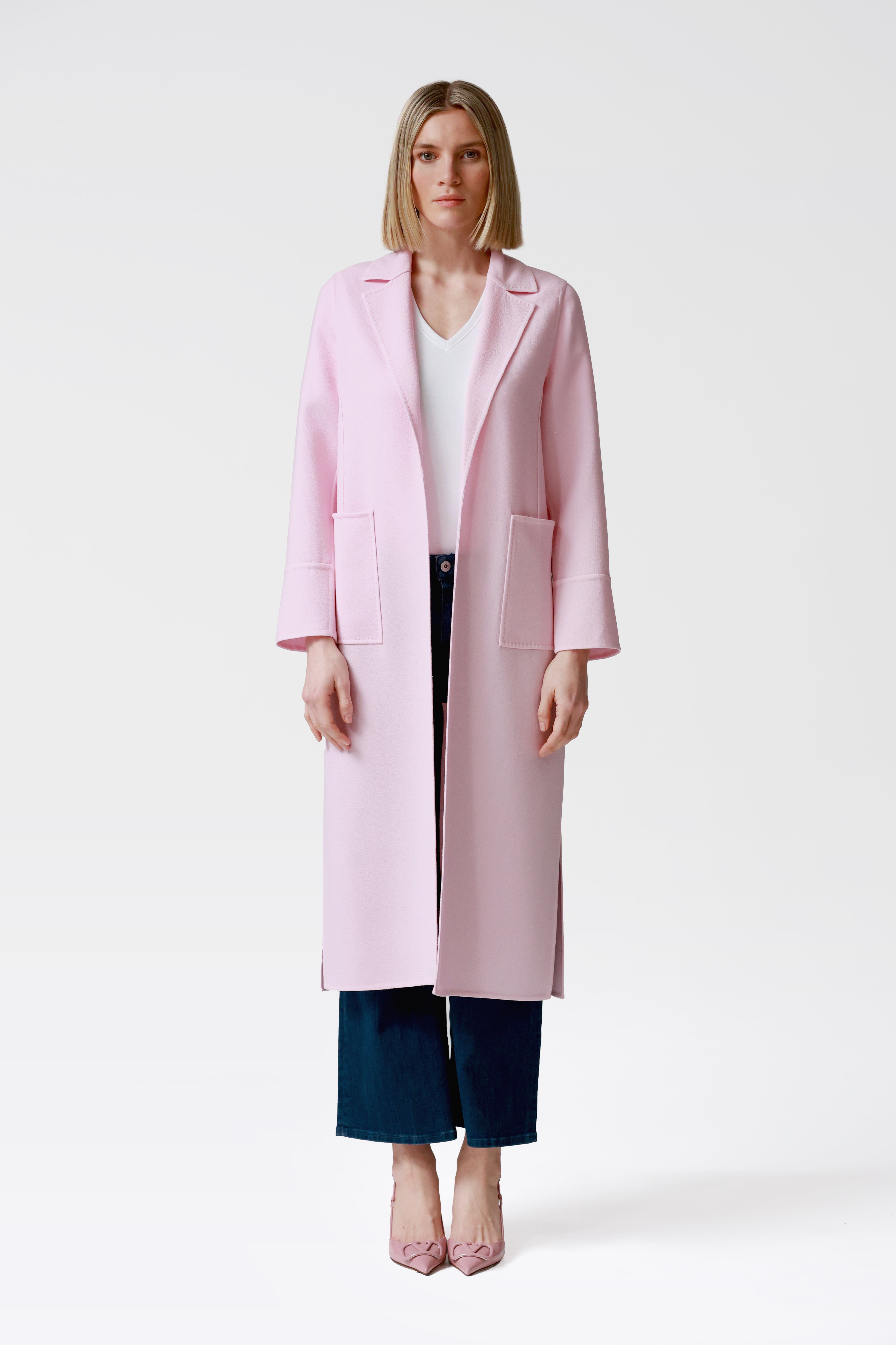 Lola Wool Crepe Coat in Pink