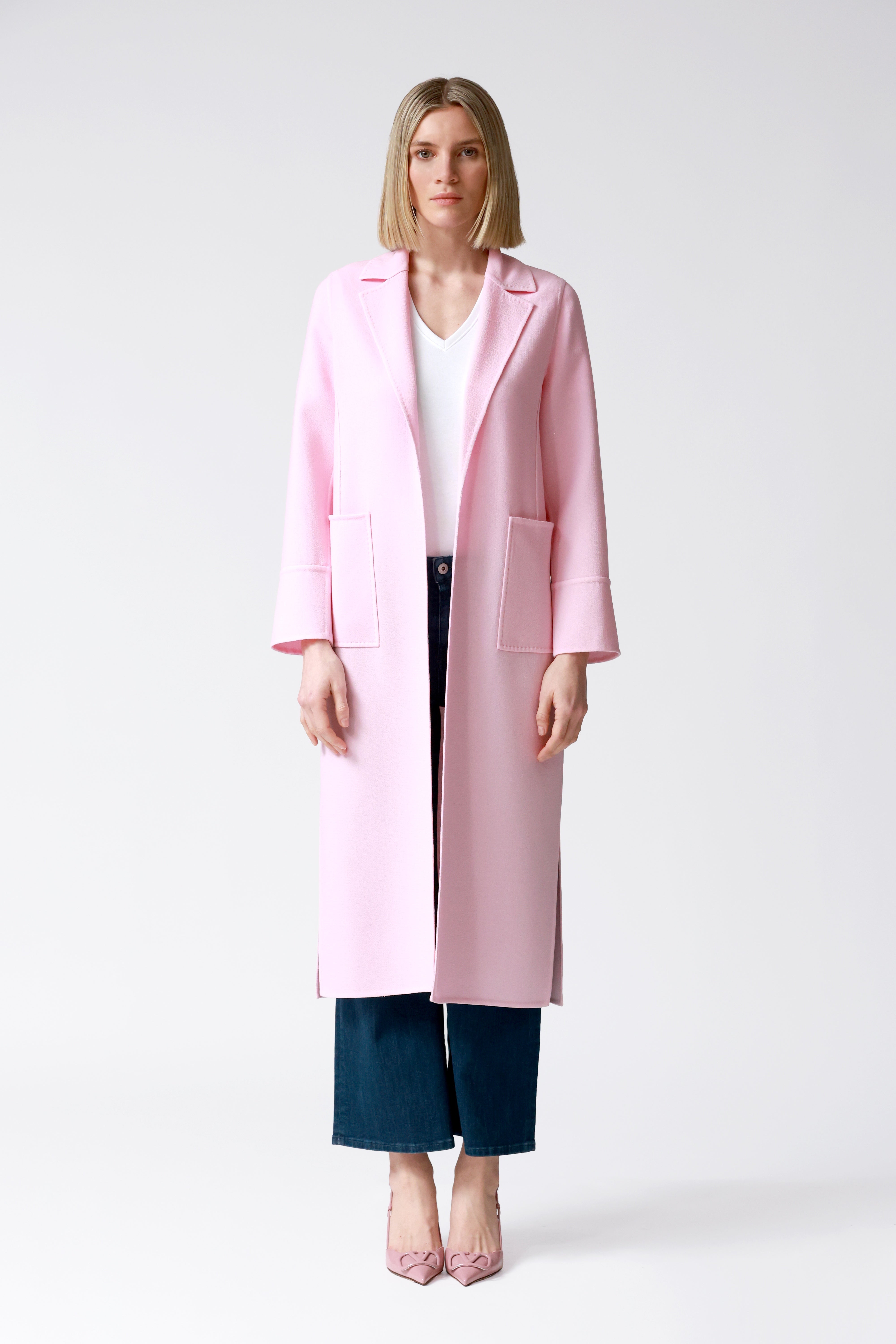 Lola Wool Crepe Coat in Pink