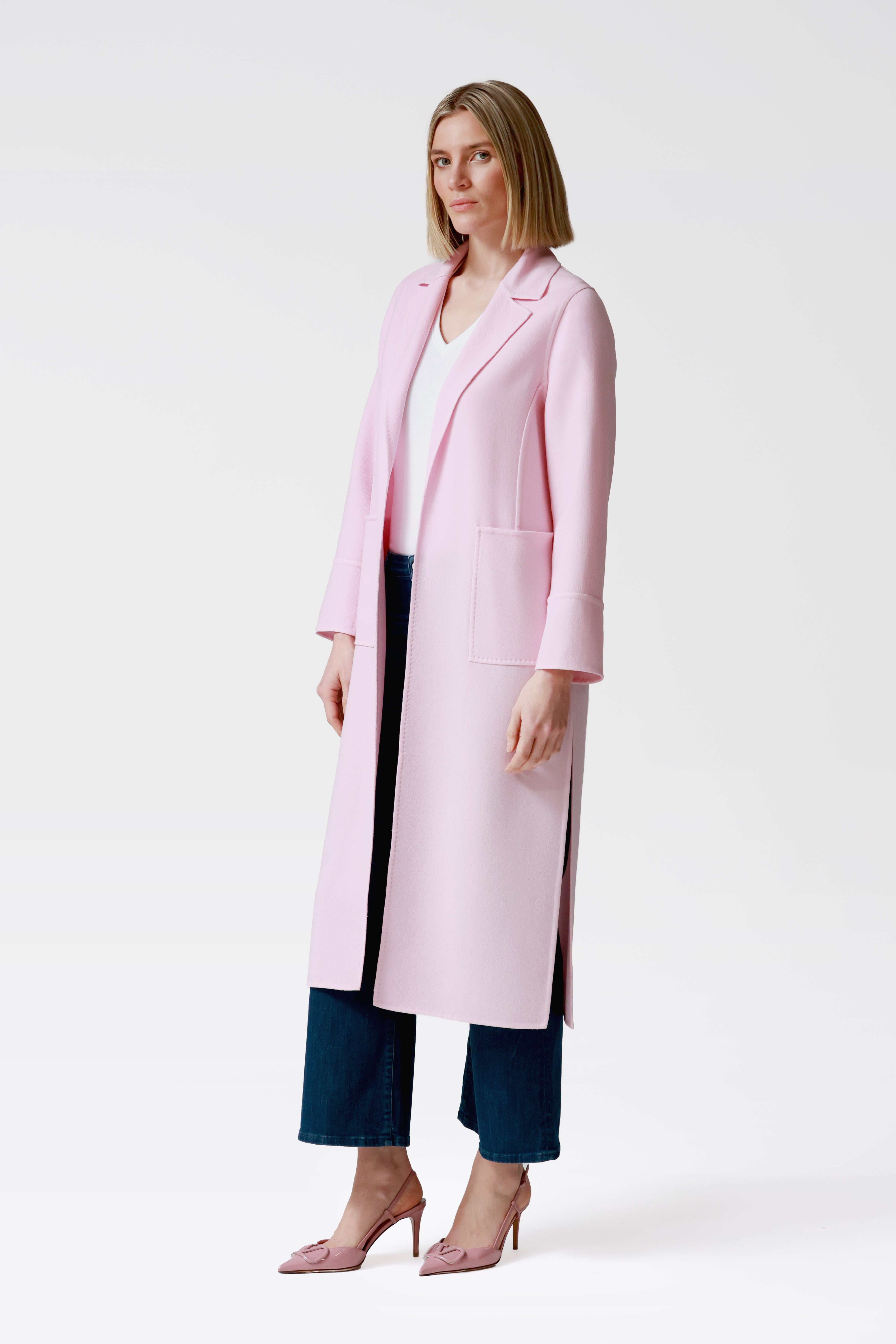 Lola Wool Crepe Coat in Pink