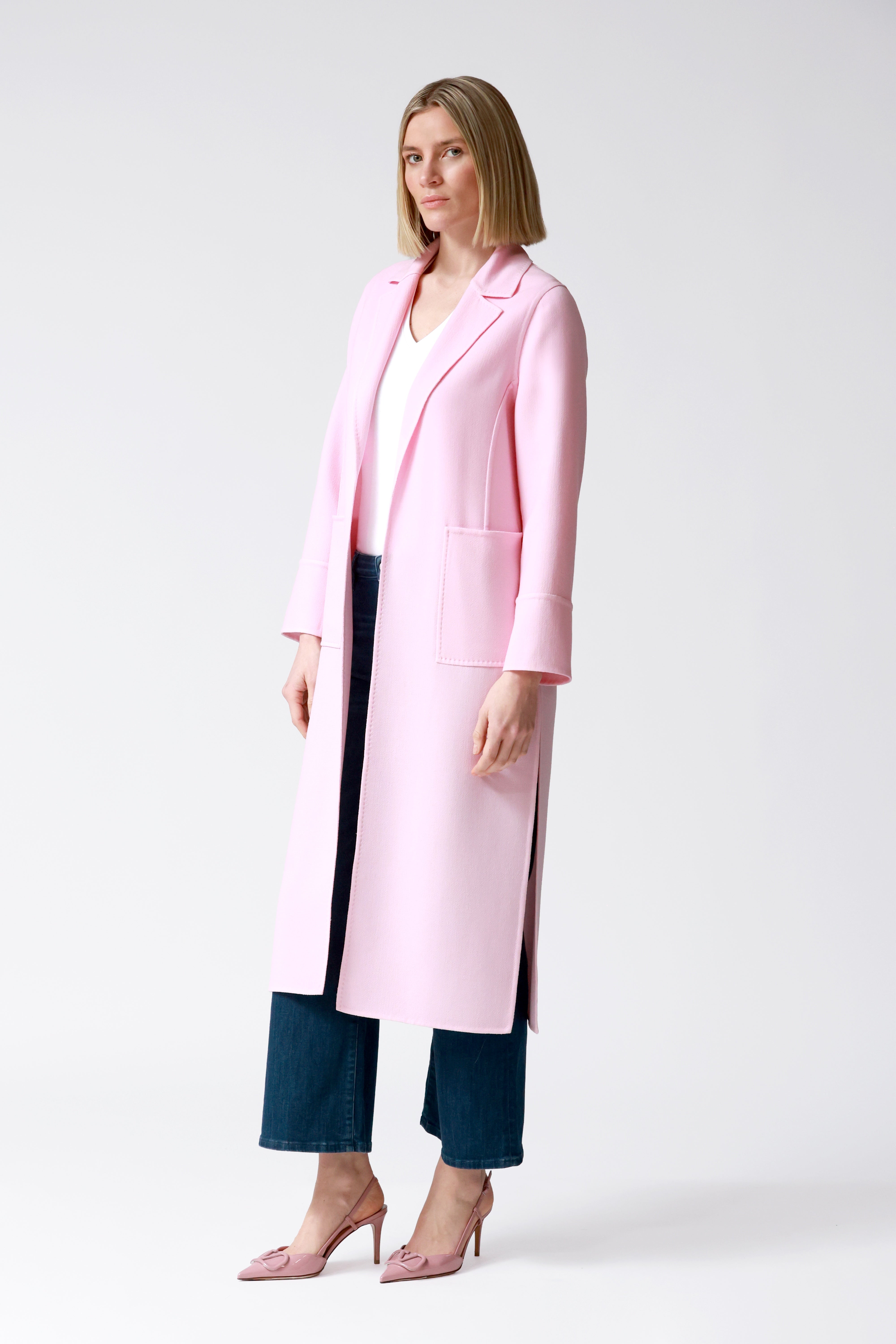 Lola Wool Crepe Coat in Pink