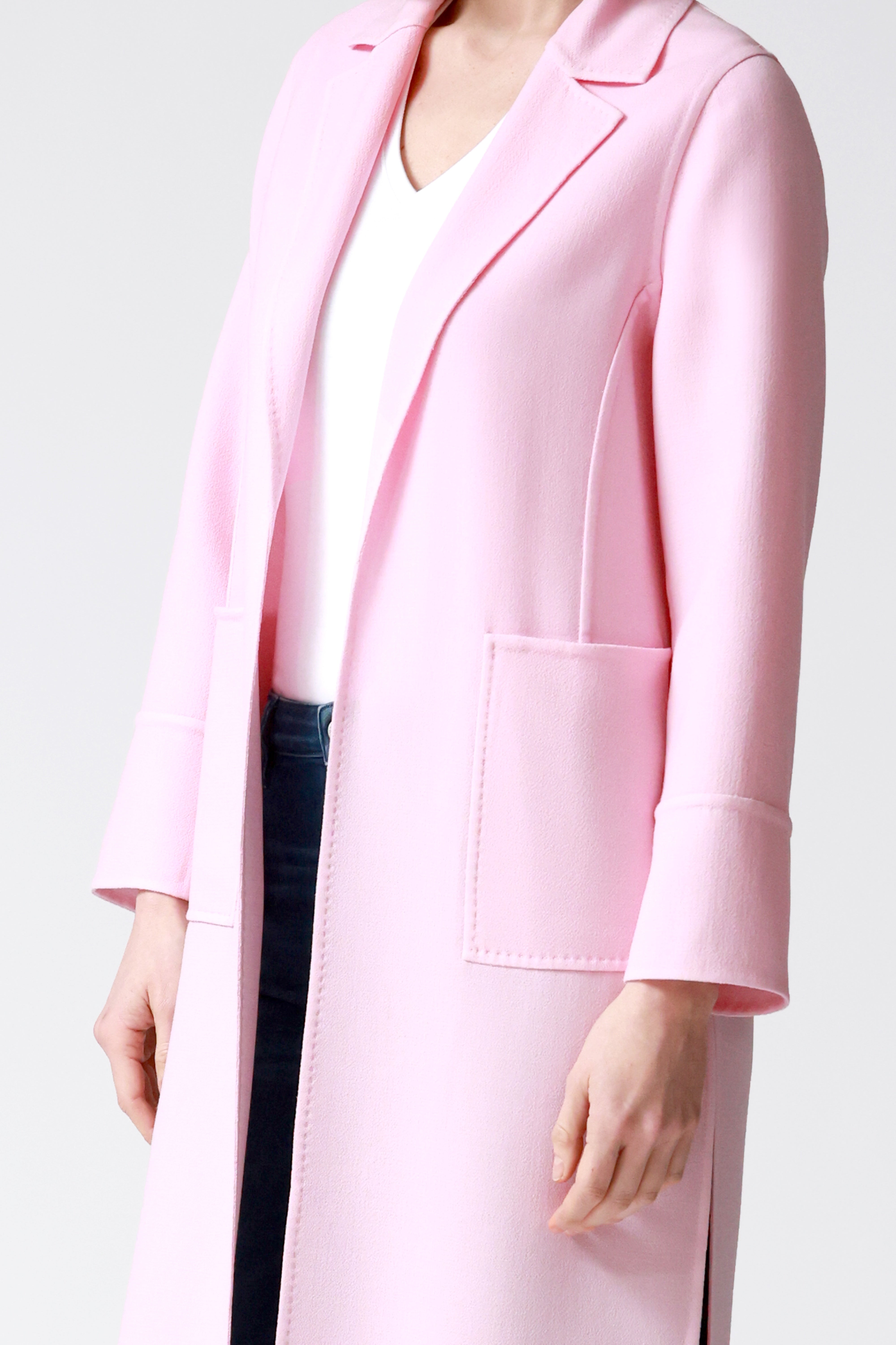Lola Wool Crepe Coat in Pink