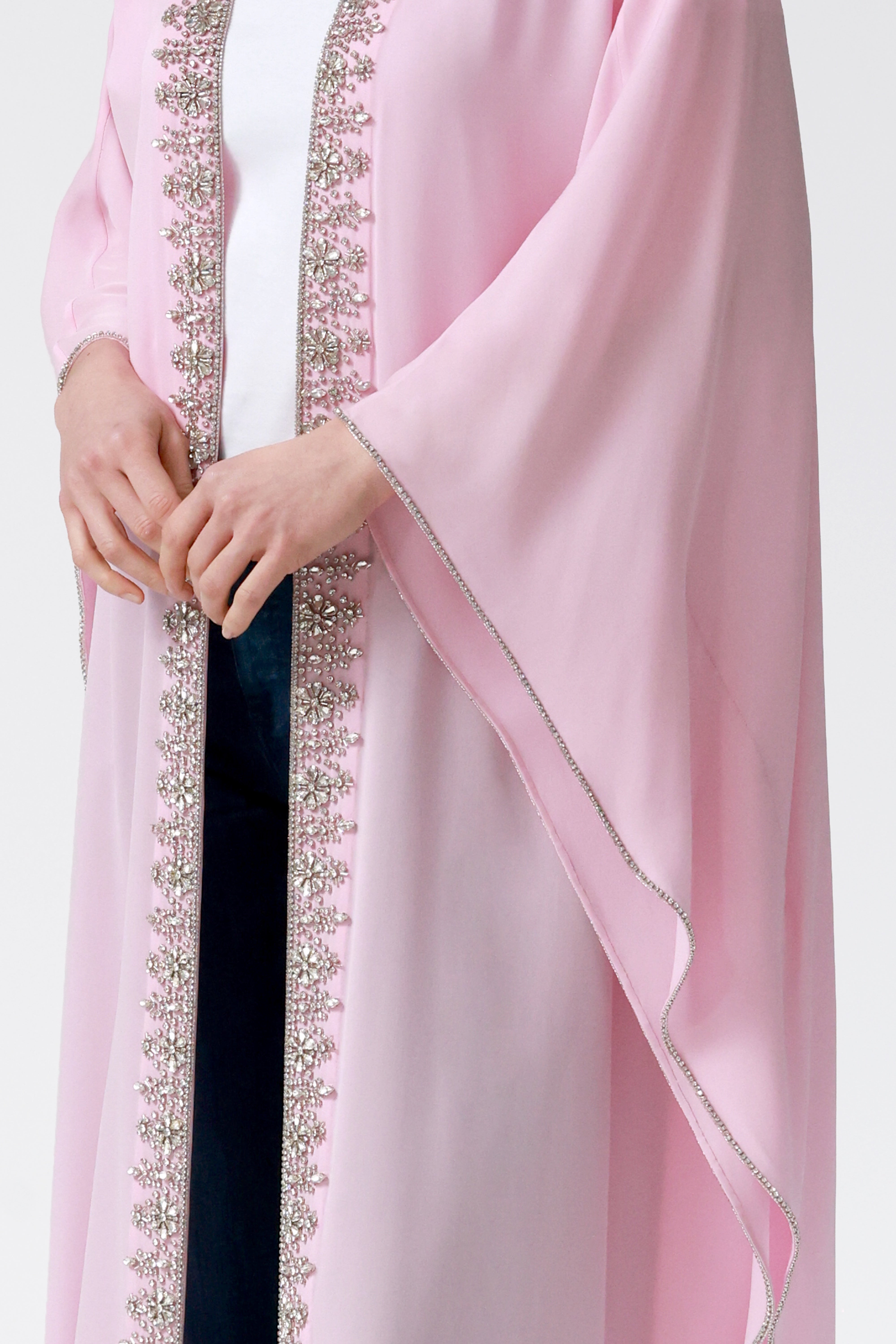 Kimi Embellished Silk Robe in Pink