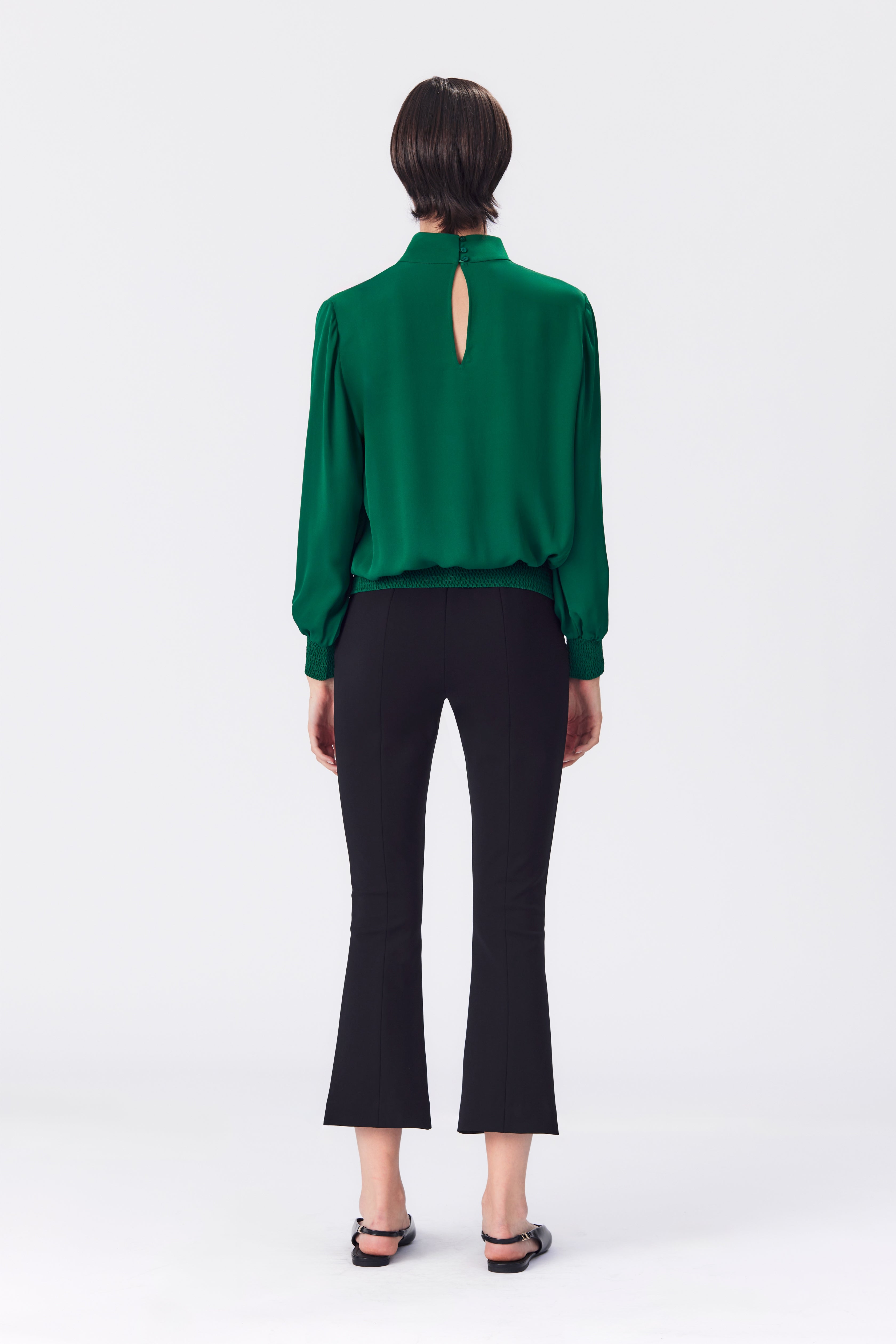 Lottie Emerald Silk High Neck Blouse