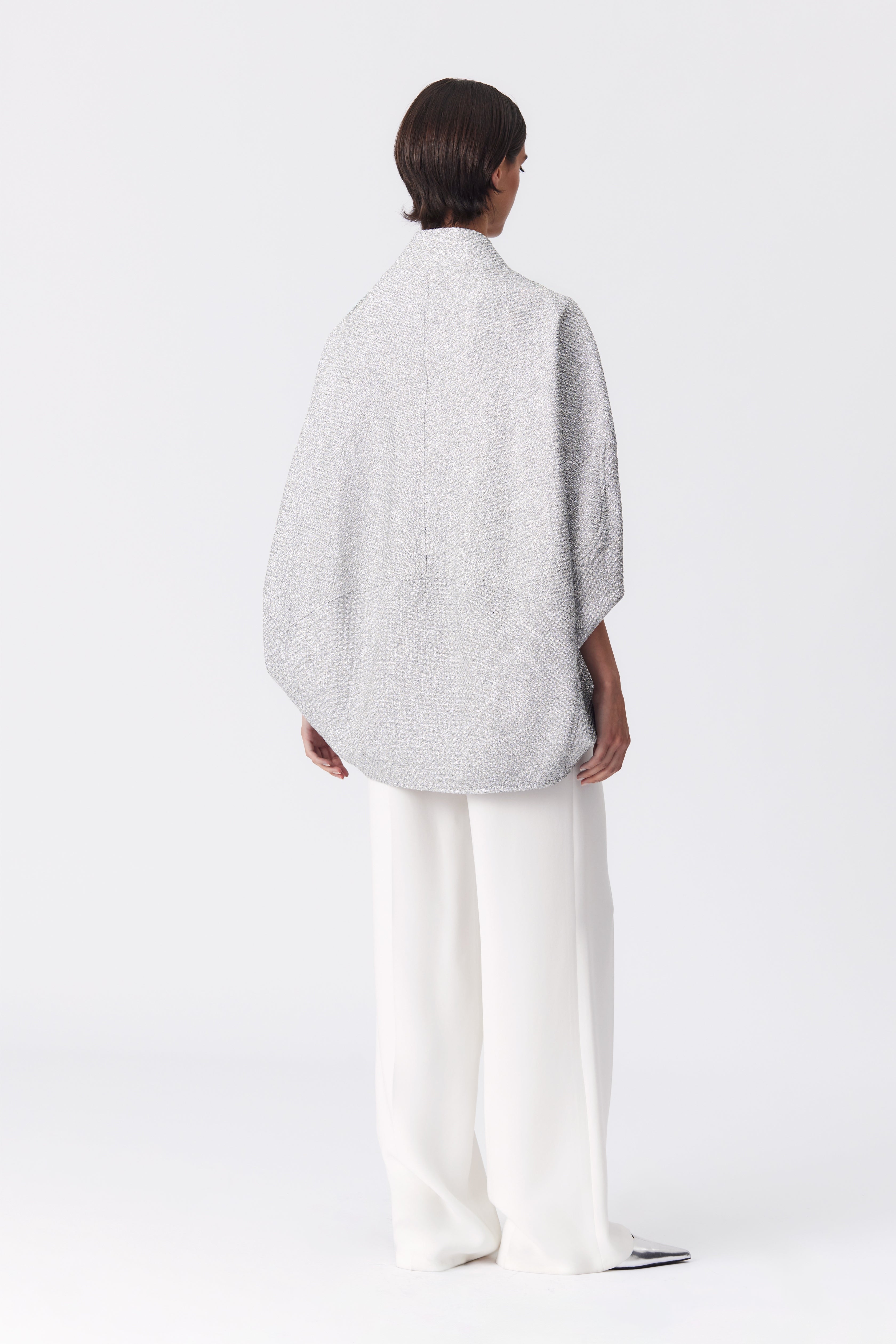 Luna Silver Metallic Tweed Cape