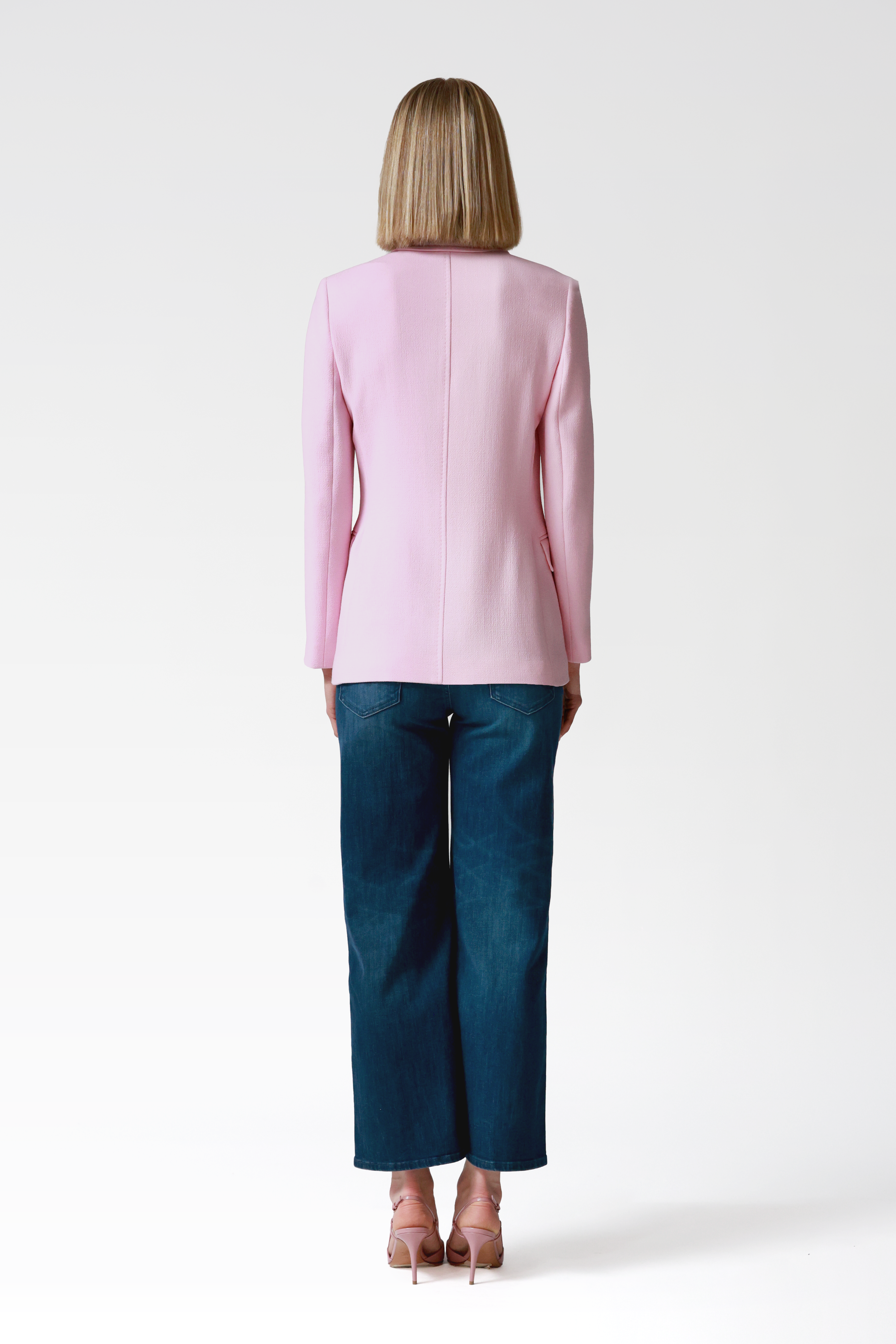 Marina Single-Breasted Wool Blazer in Pink