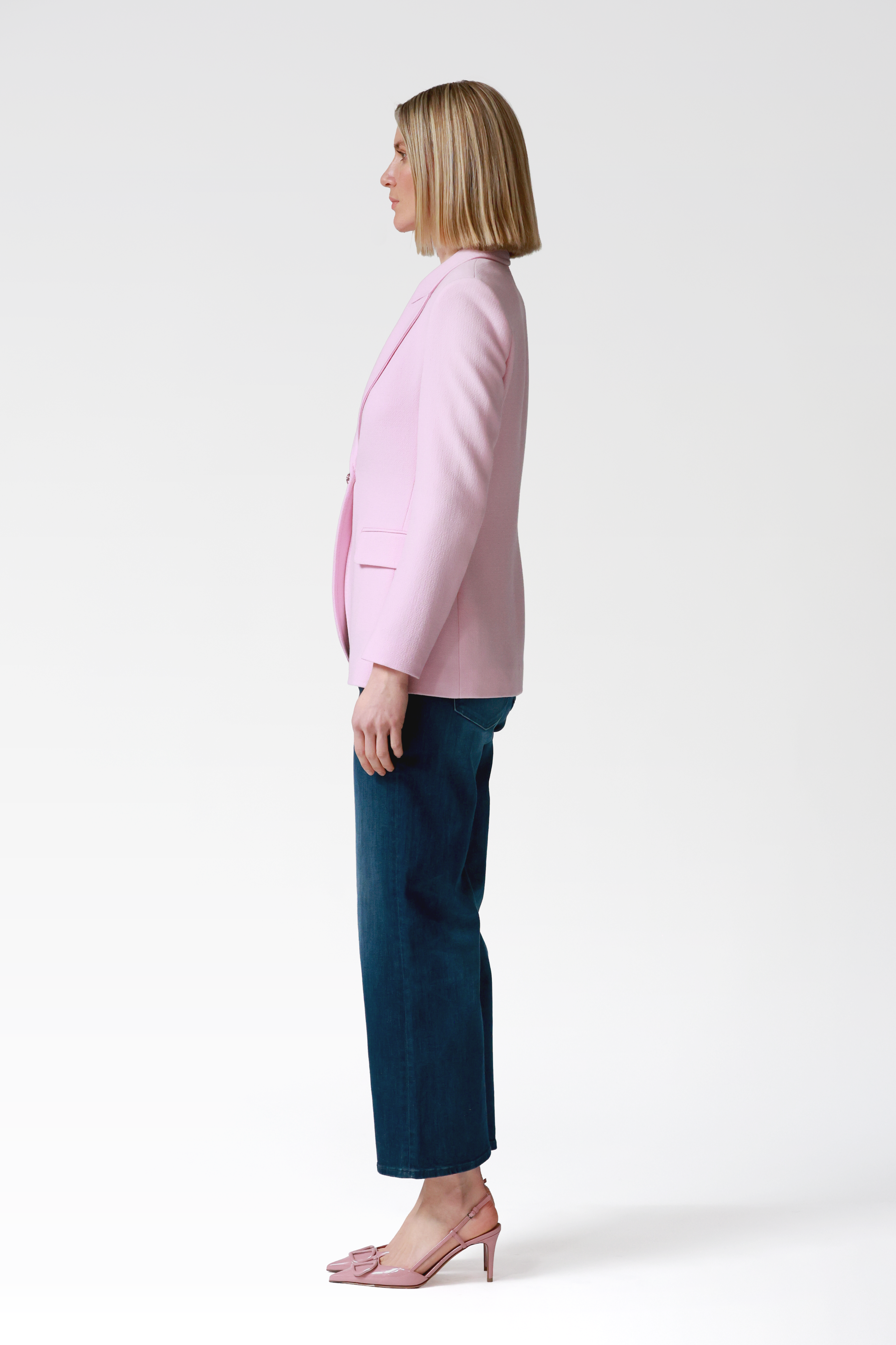 Marina Single-Breasted Wool Blazer in Pink