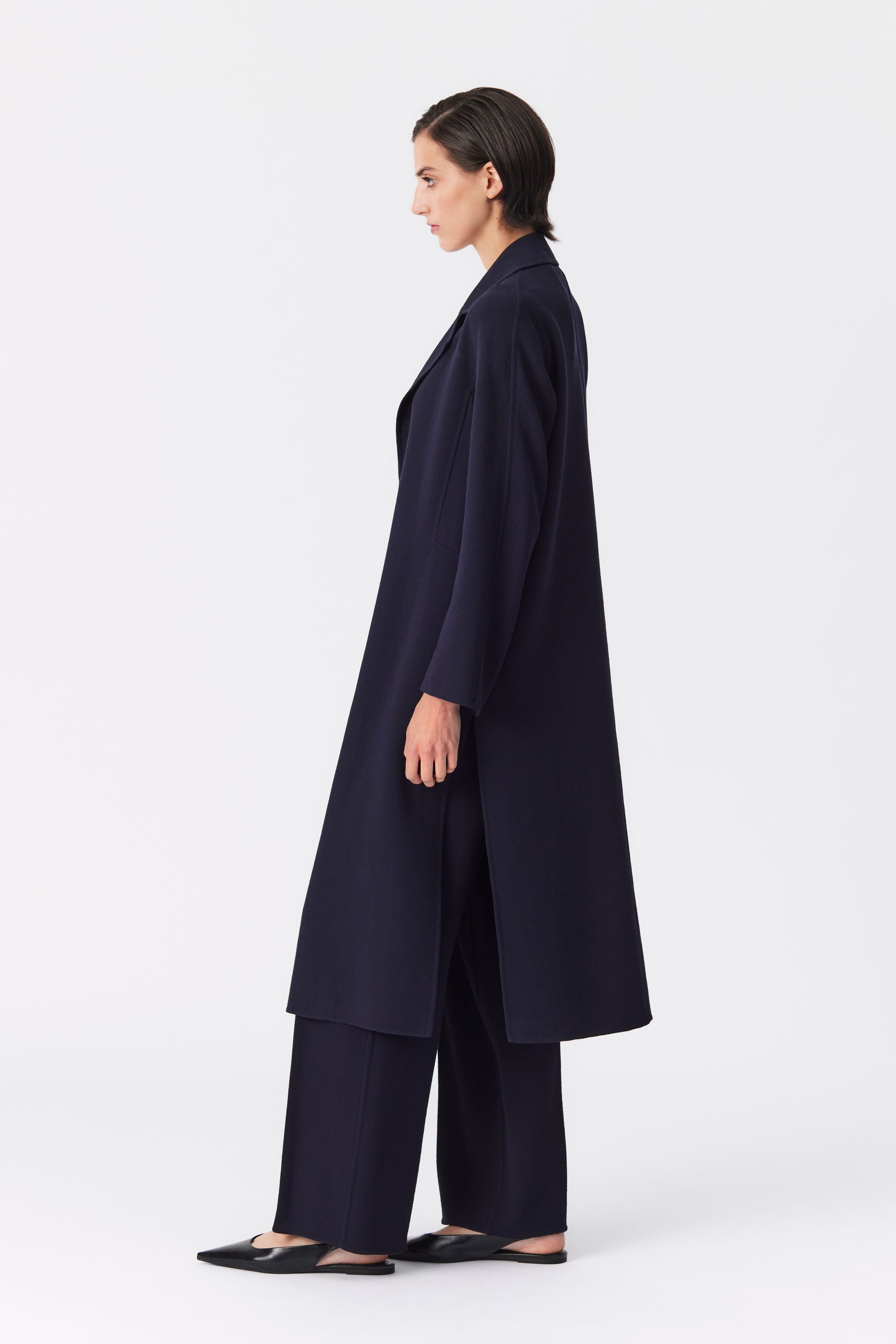 Maya Double-Face Wool Coat in Navy