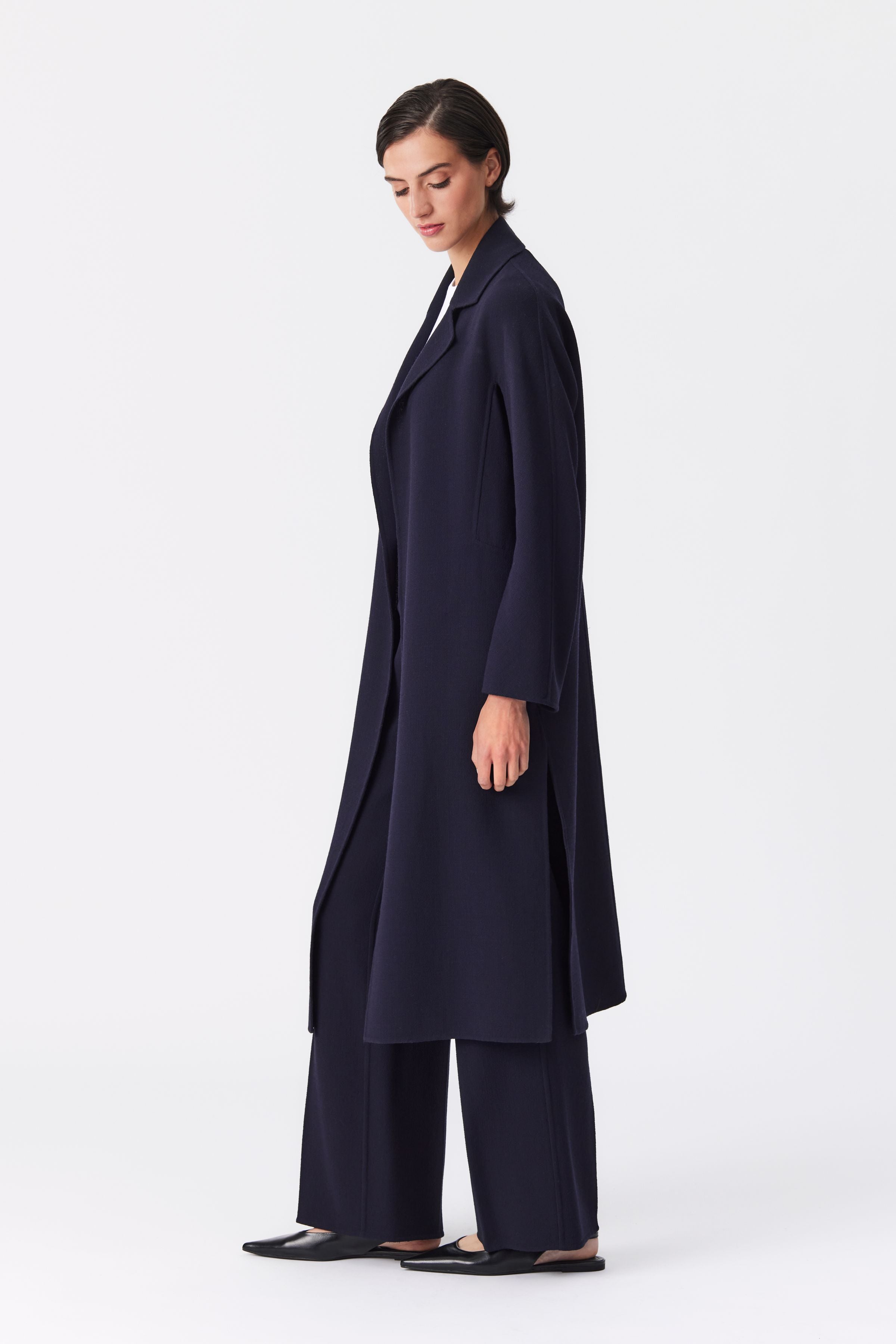 Maya Double-Face Wool Coat in Navy