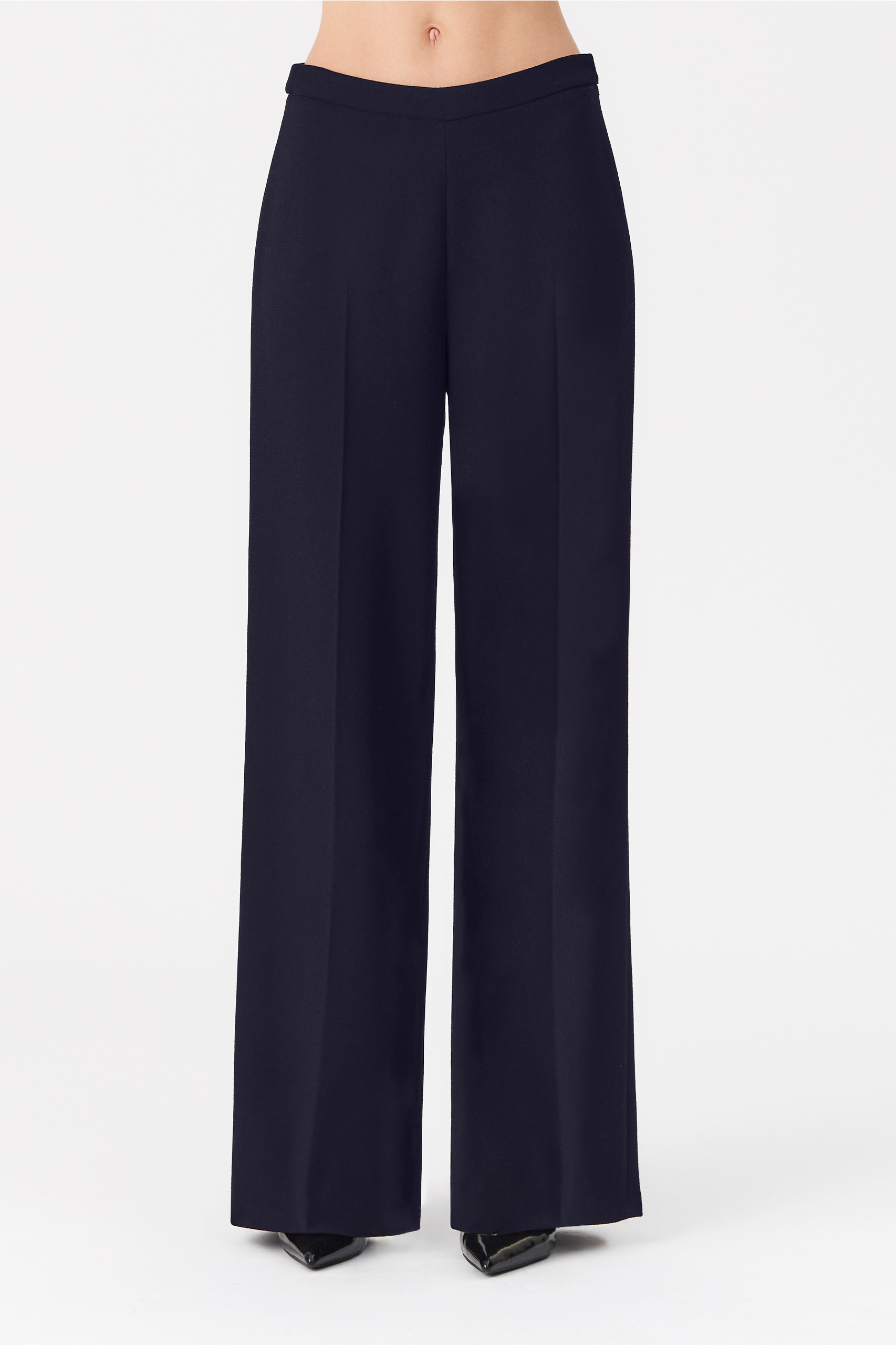 Mila Wool Wide-Leg Trousers in Navy