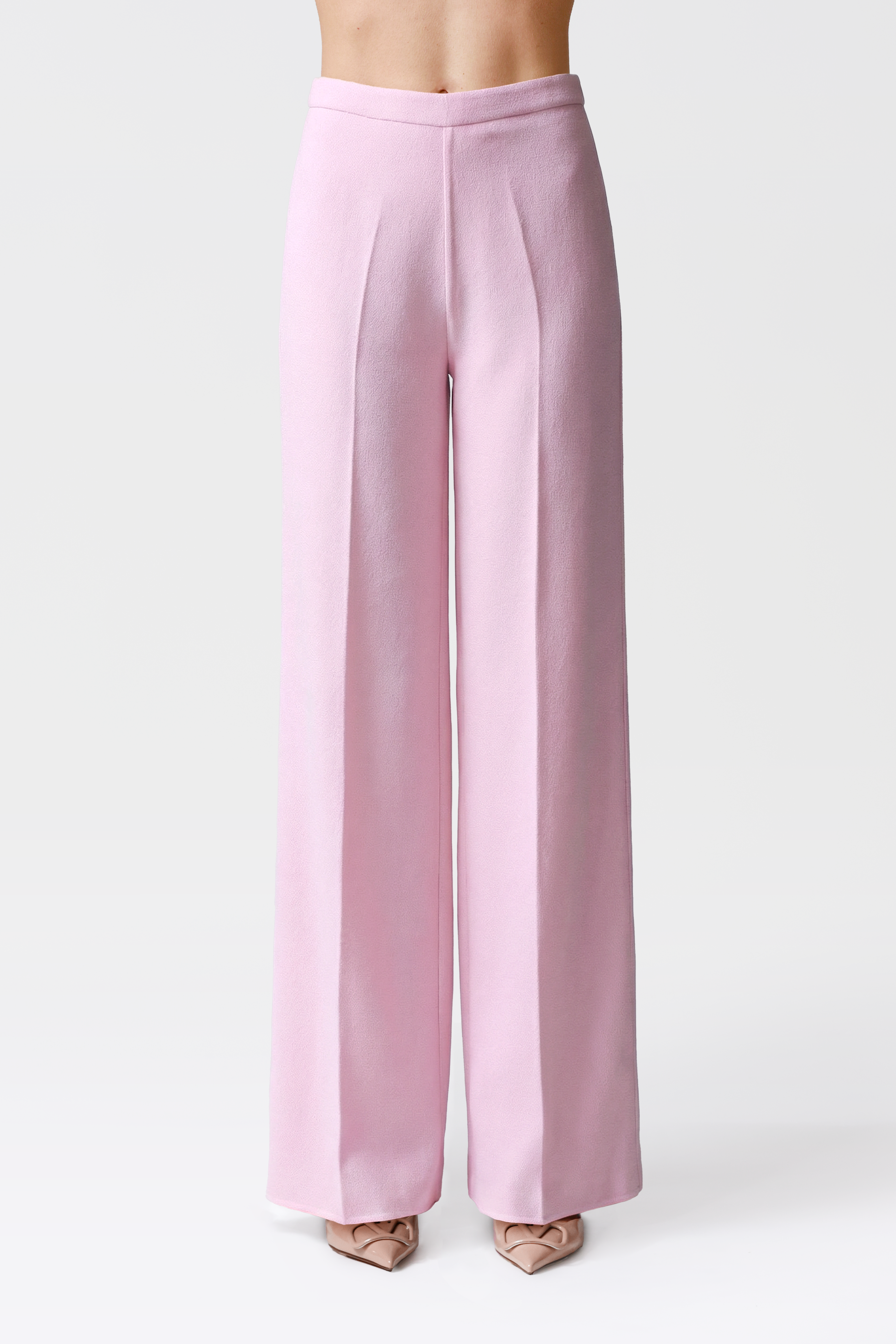 Mila Wool Wide-Leg Trousers in Pink