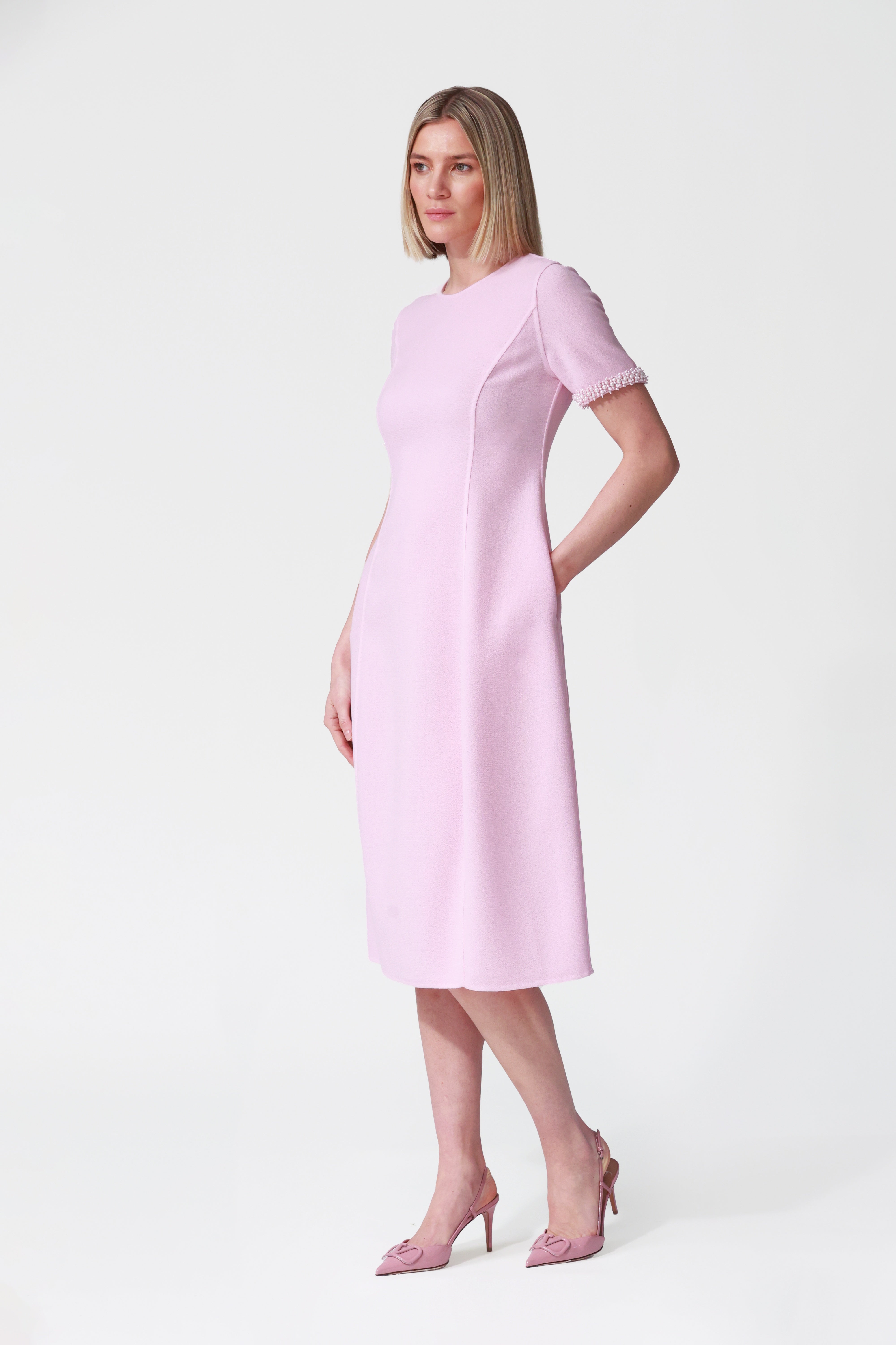 Mira Embellished Short Sleeve Tulip Dress