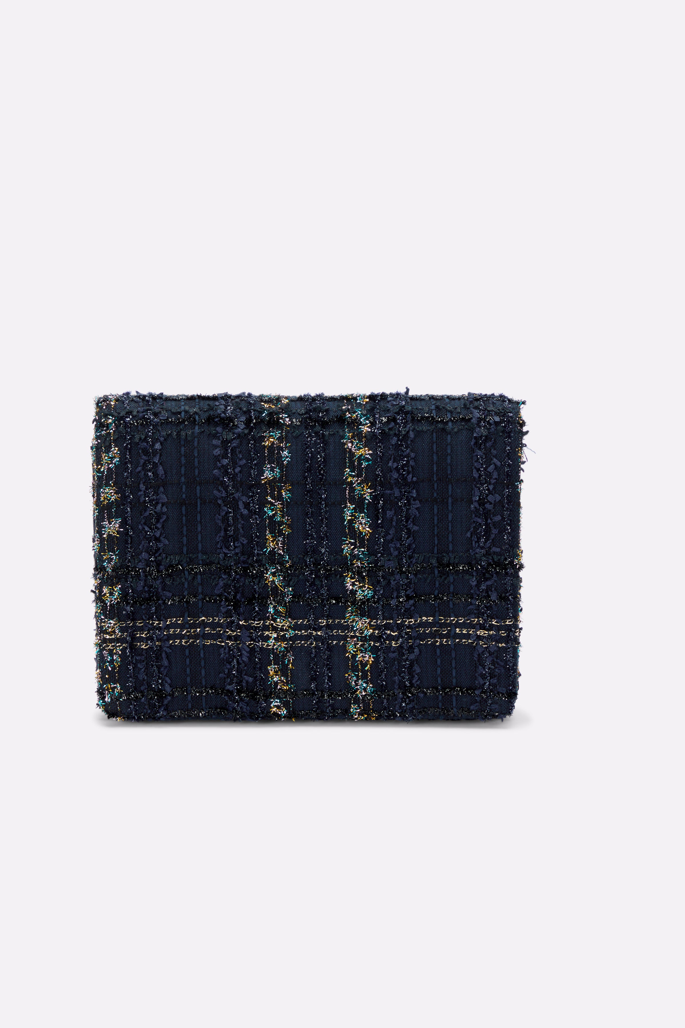 The Louise Crossbody in Navy and Gold Tweed