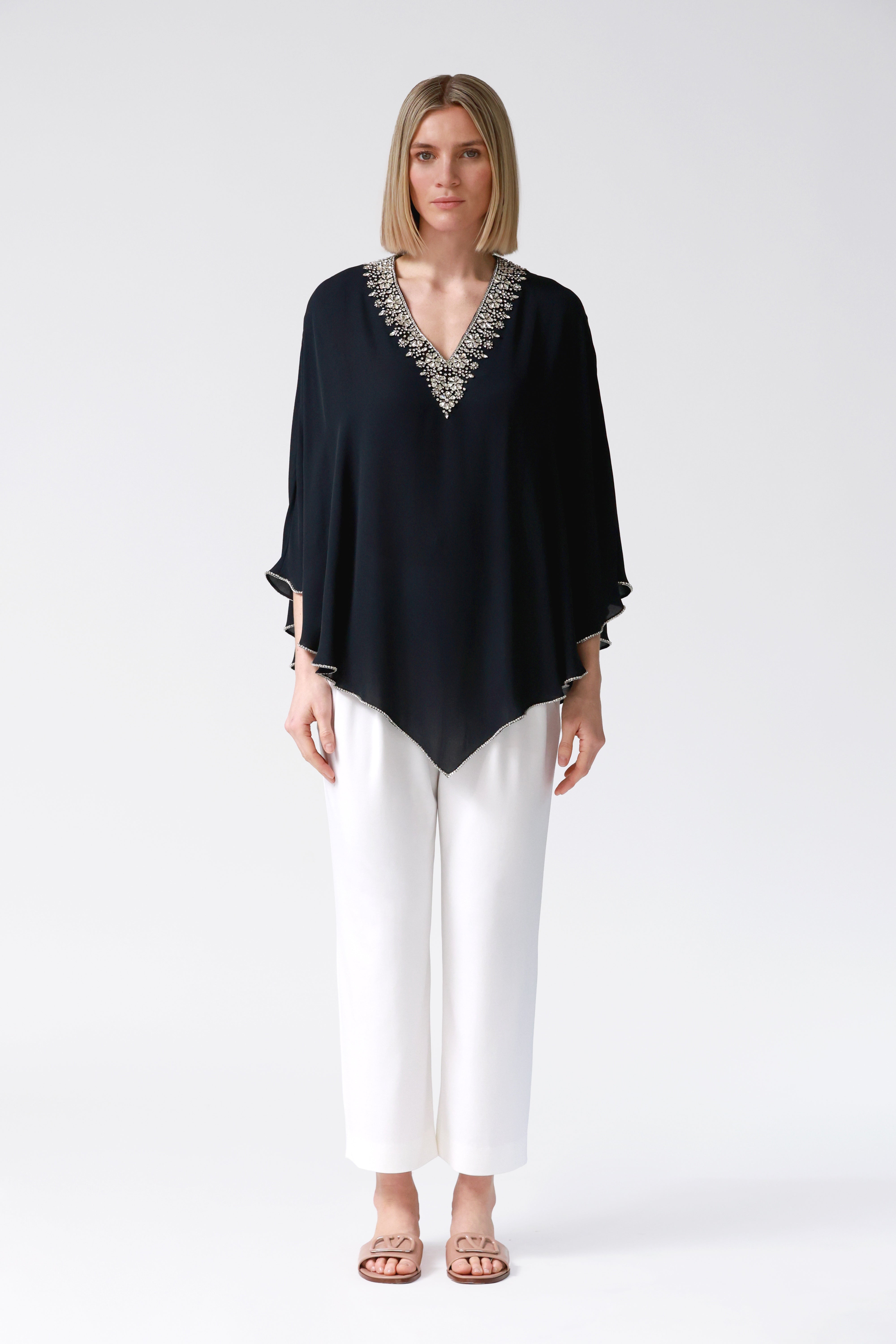 Fifi Silk Kaftan in Navy