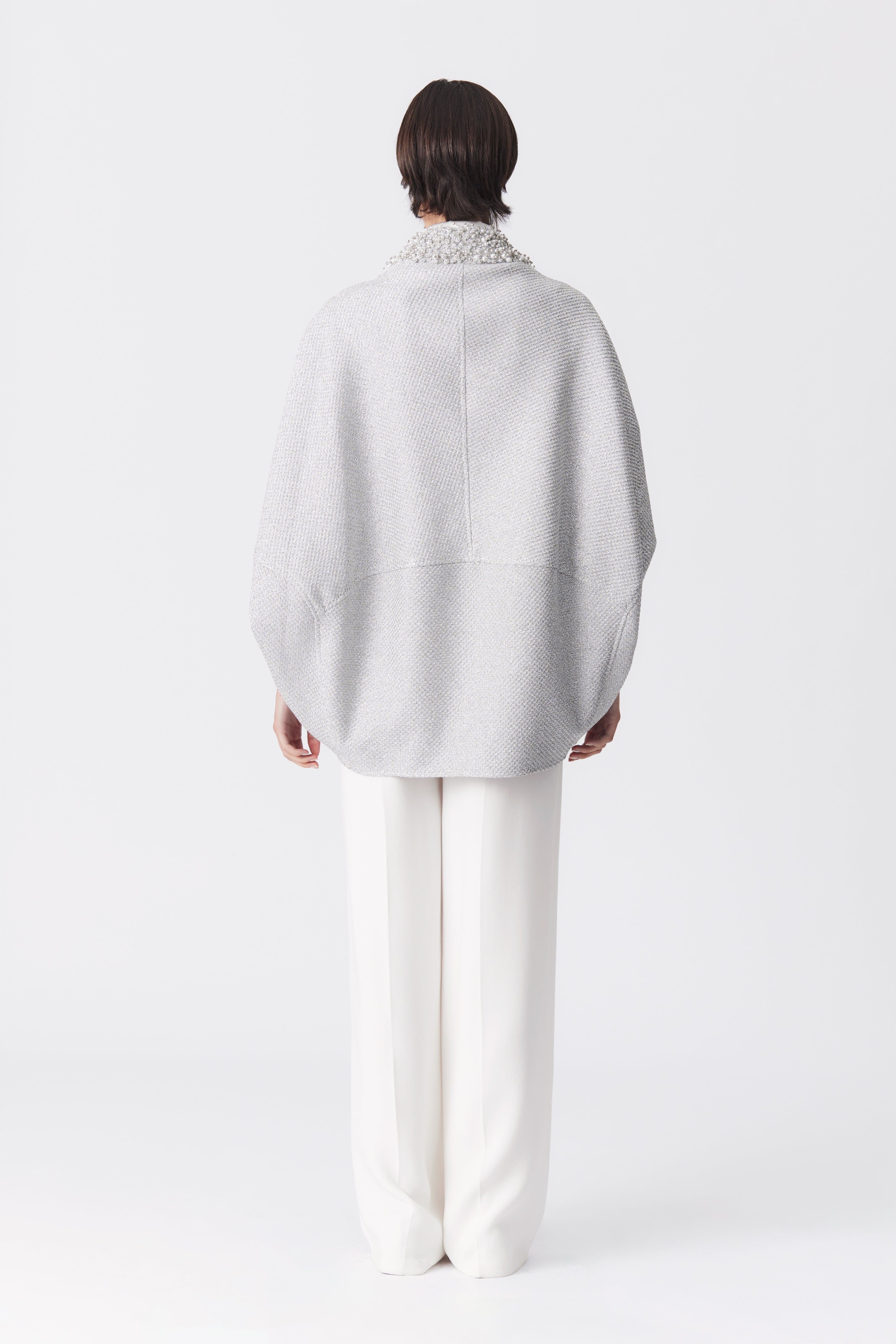 Orana Silver Metallic Tweed Cape