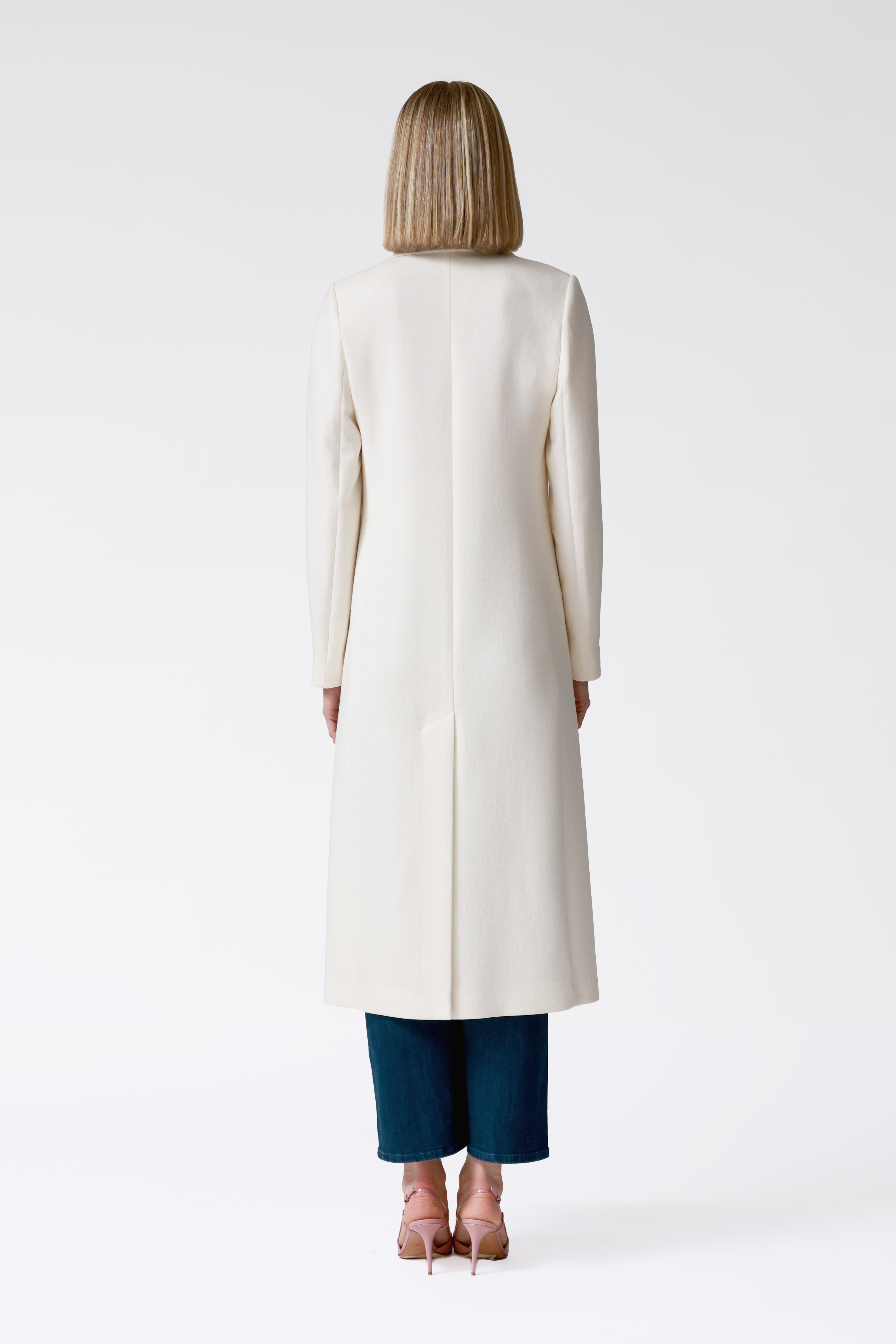 Oria Ivory Single-Breasted Wool Coat