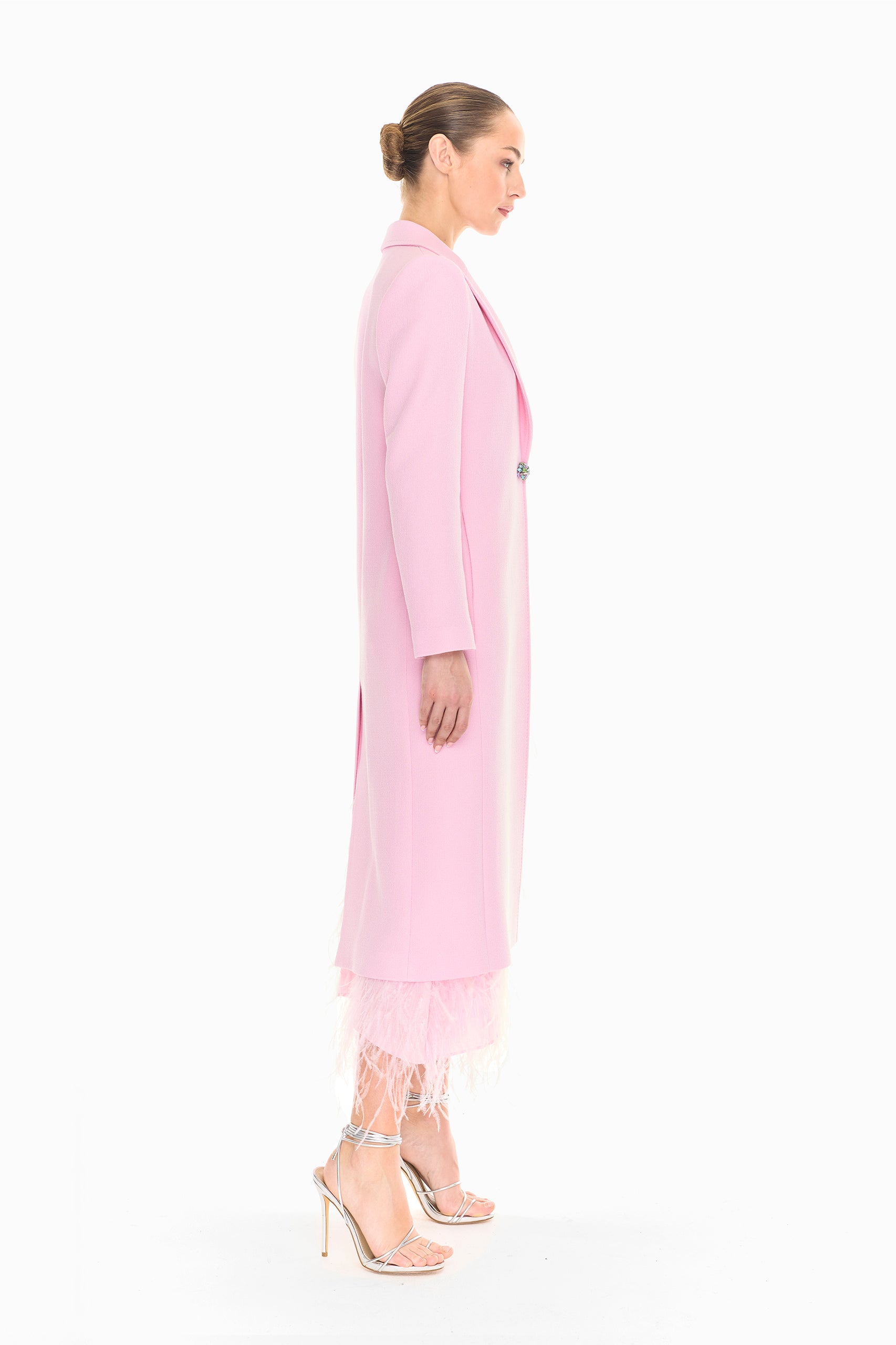 Oria Ivory Single-Breasted Wool Coat
