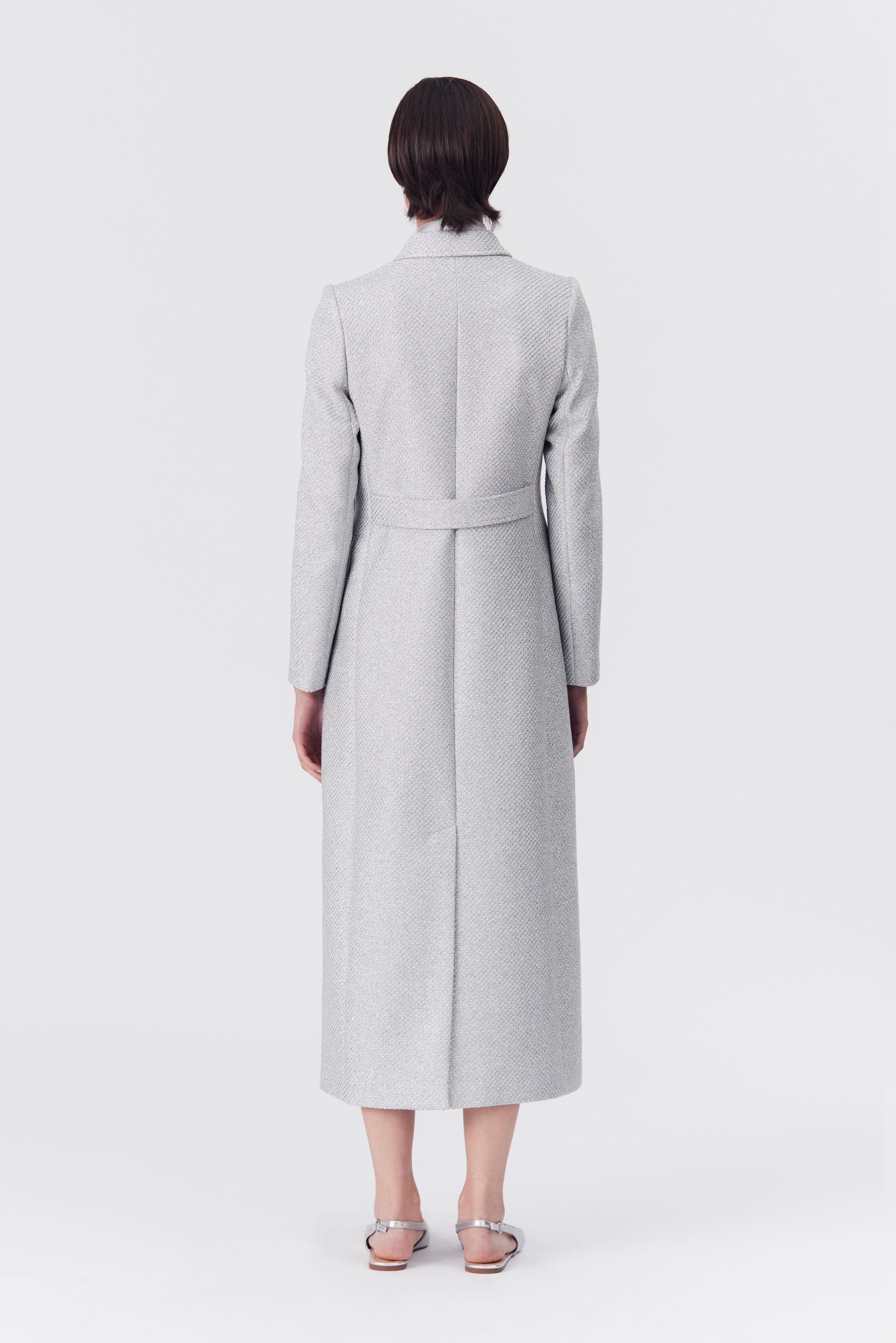 Pera Silver Lurex Tweed Coat