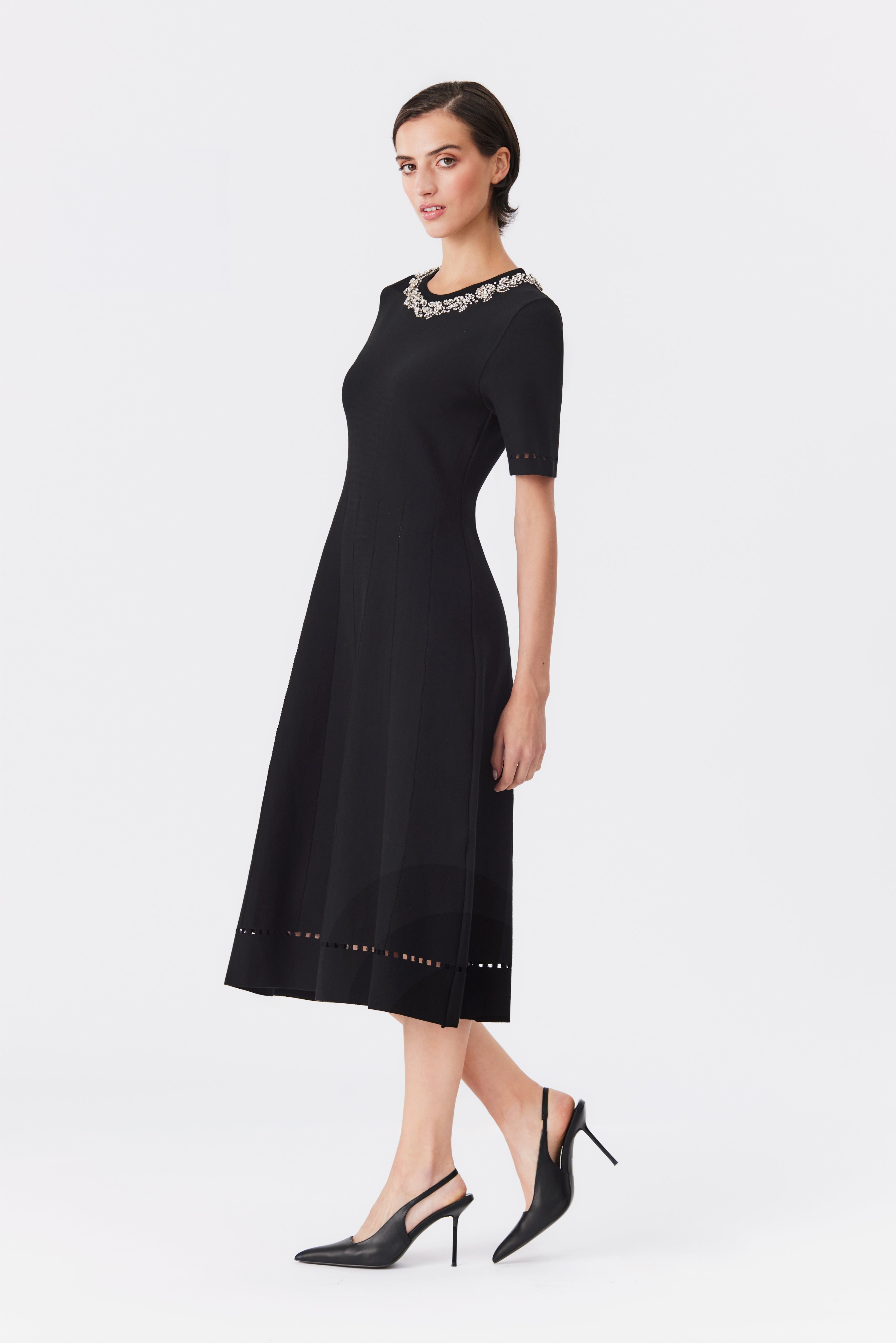 Phoebe Black Knit Beaded Dress