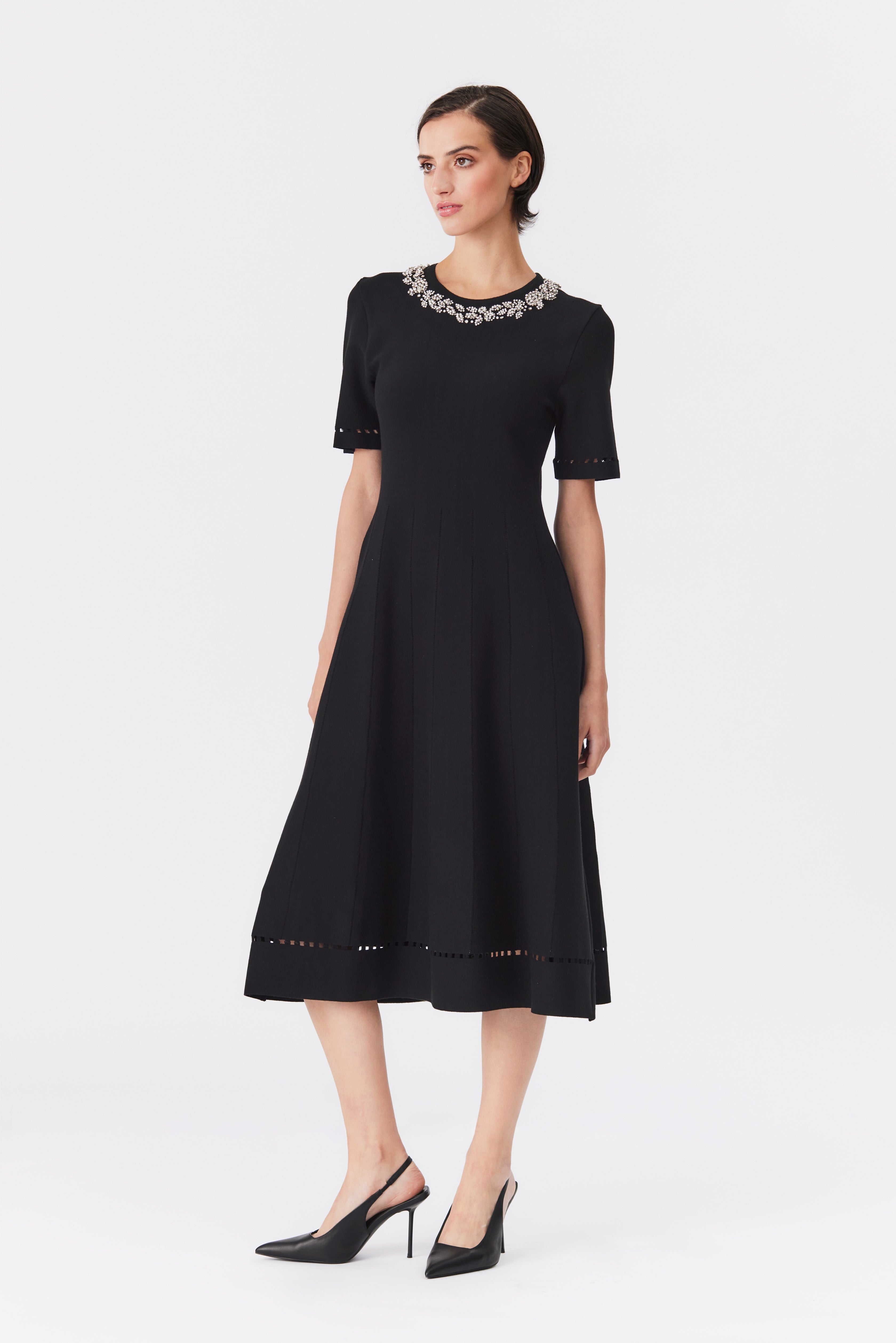 Phoebe Black Knit Beaded Dress