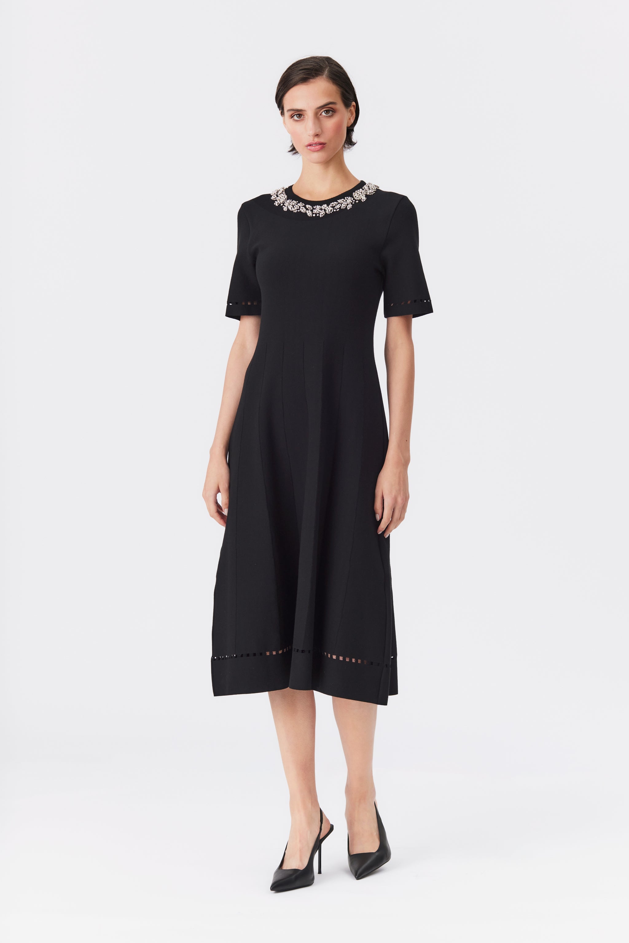 Phoebe Black Knit Beaded Dress