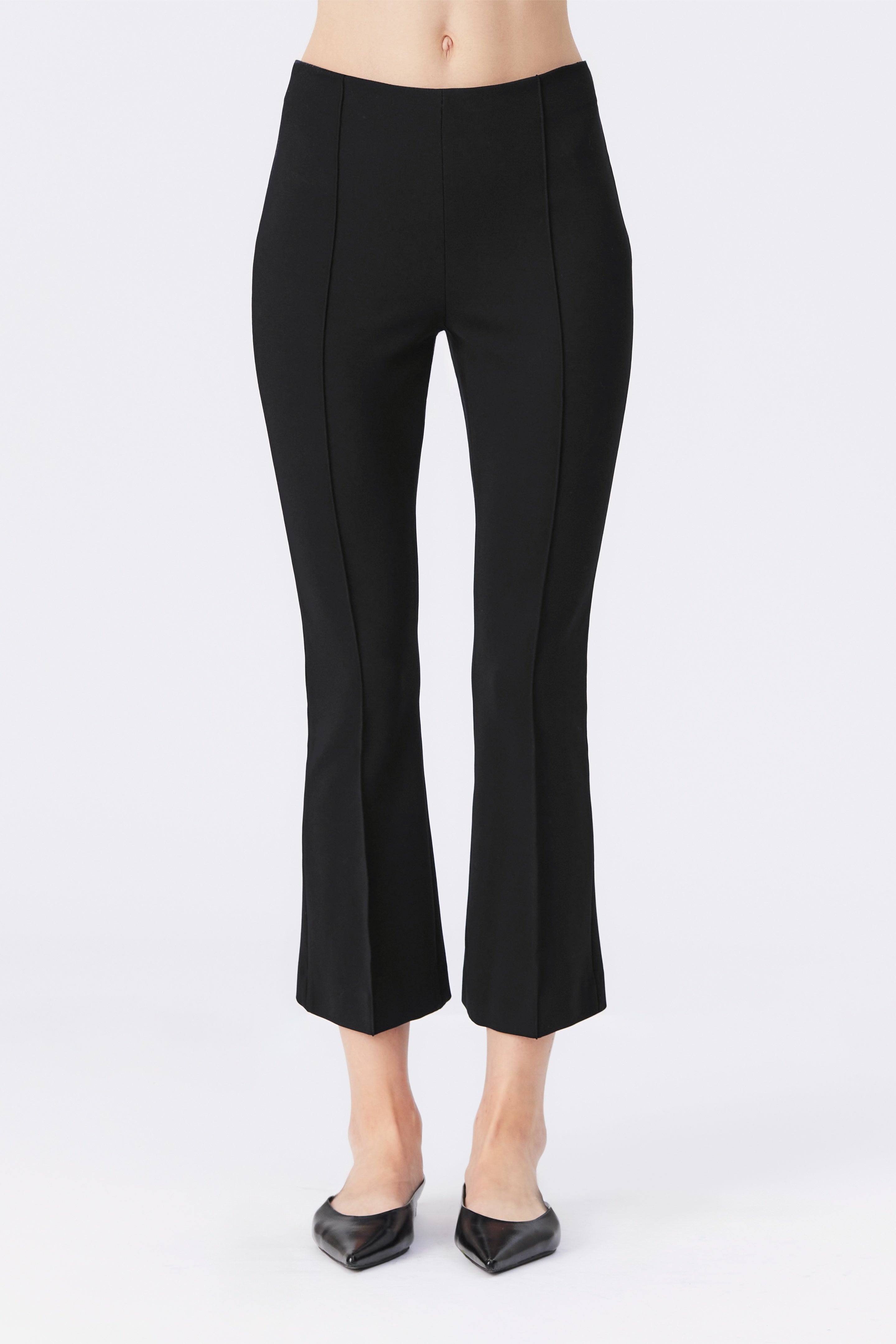 Piper Cropped Flare Jersey Trouser in Black
