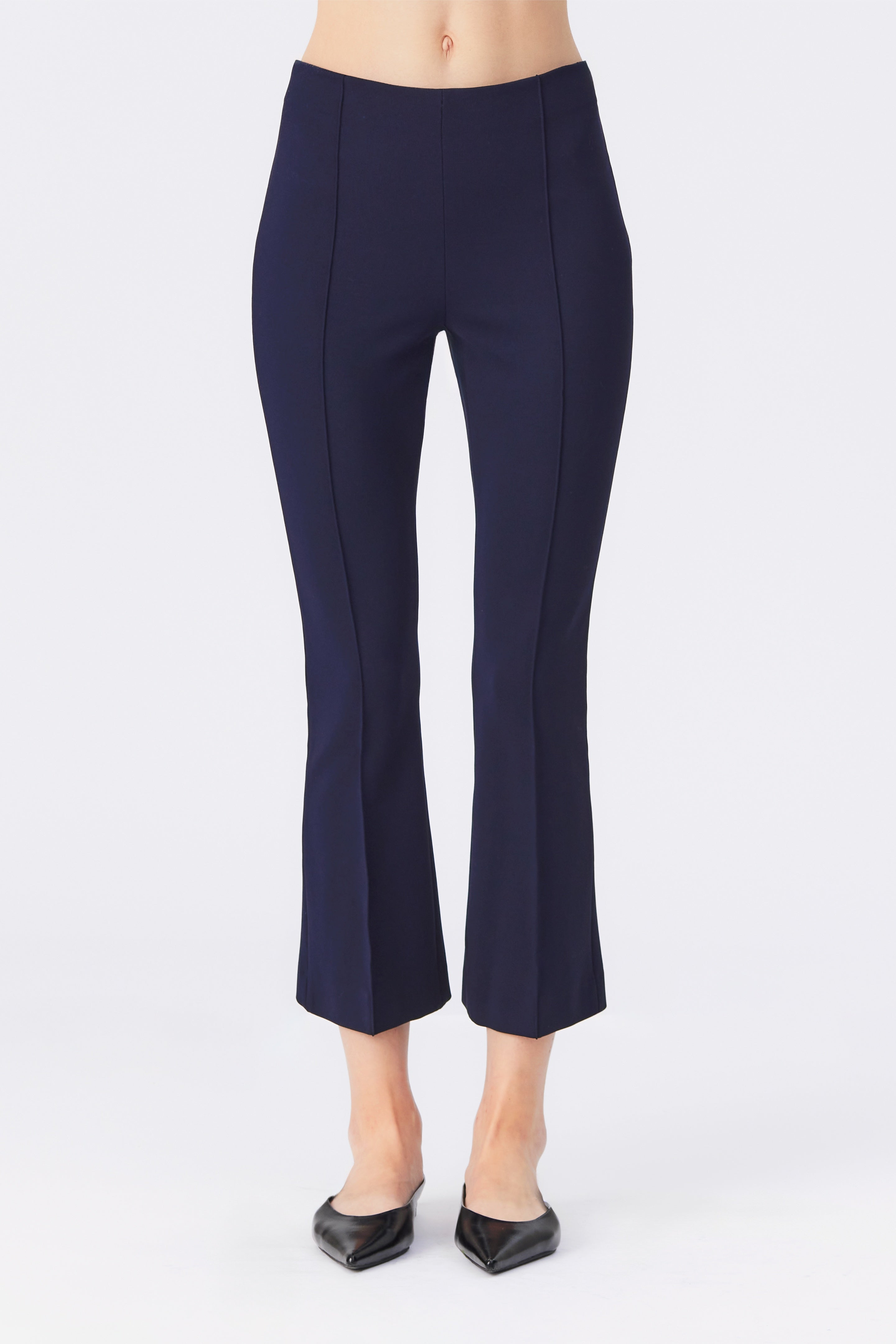 Piper Cropped Flare Jersey Trouser in Black