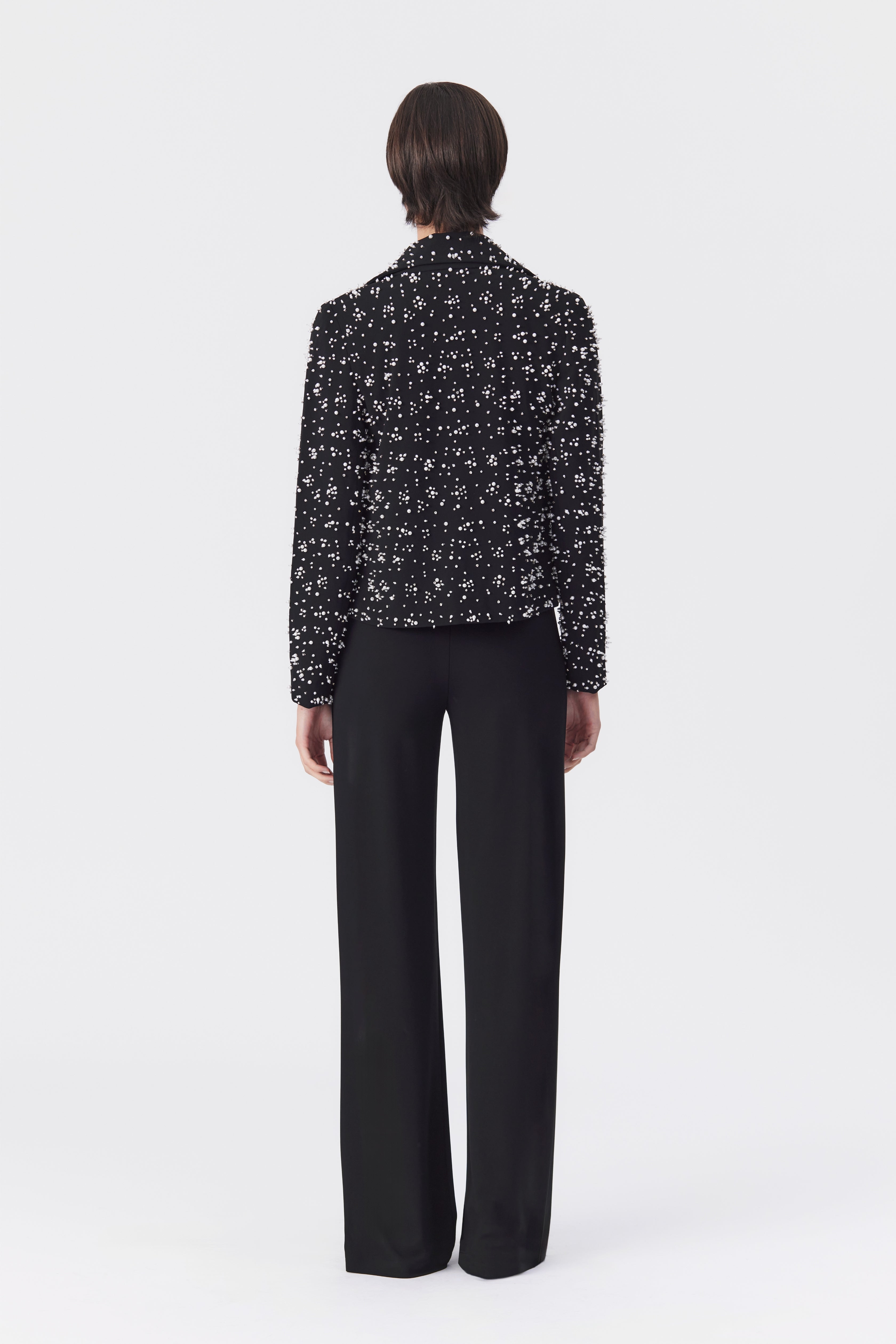 Rumi Black Beaded Biker Jacket