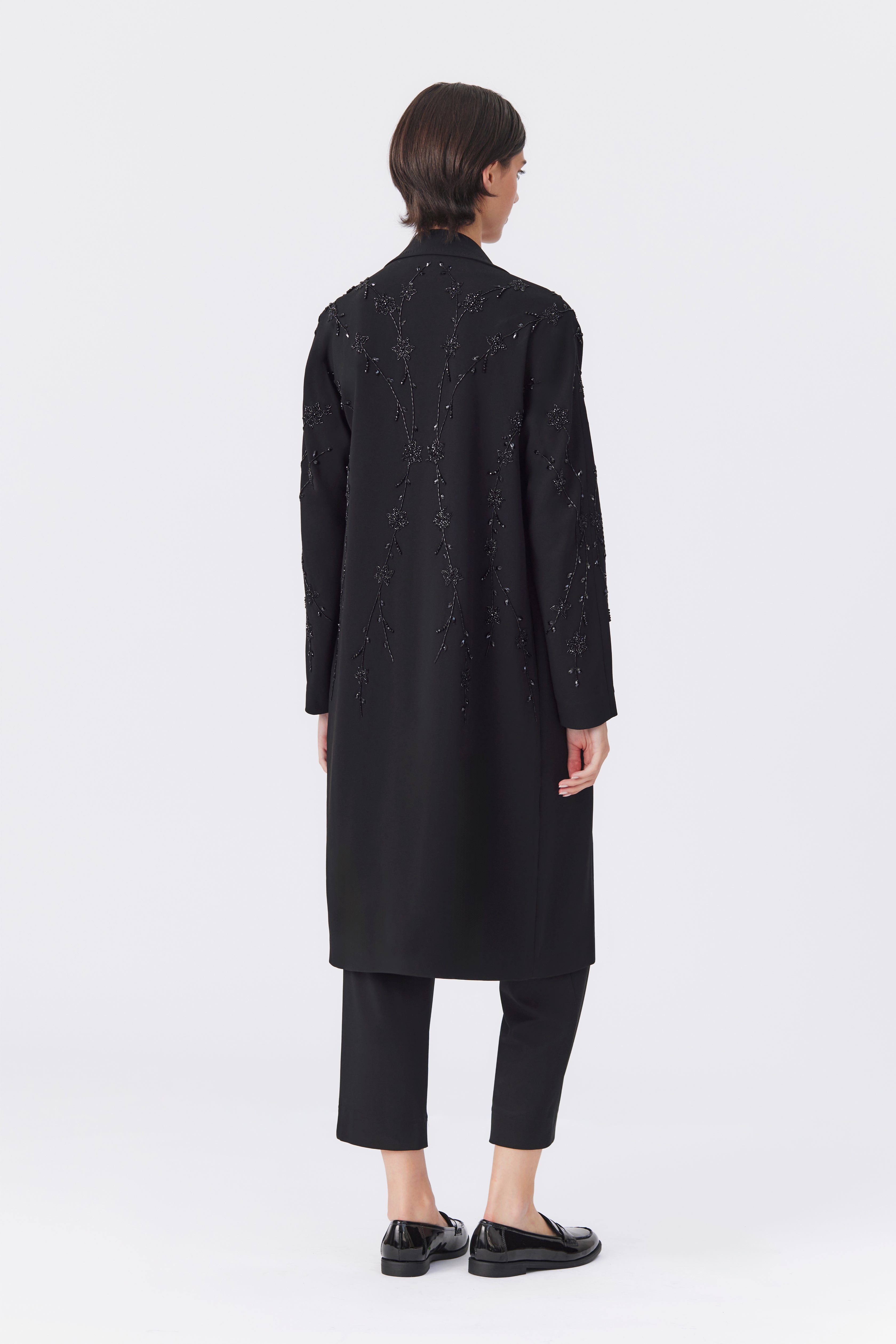 Tatiana Black Beaded Evening Coat