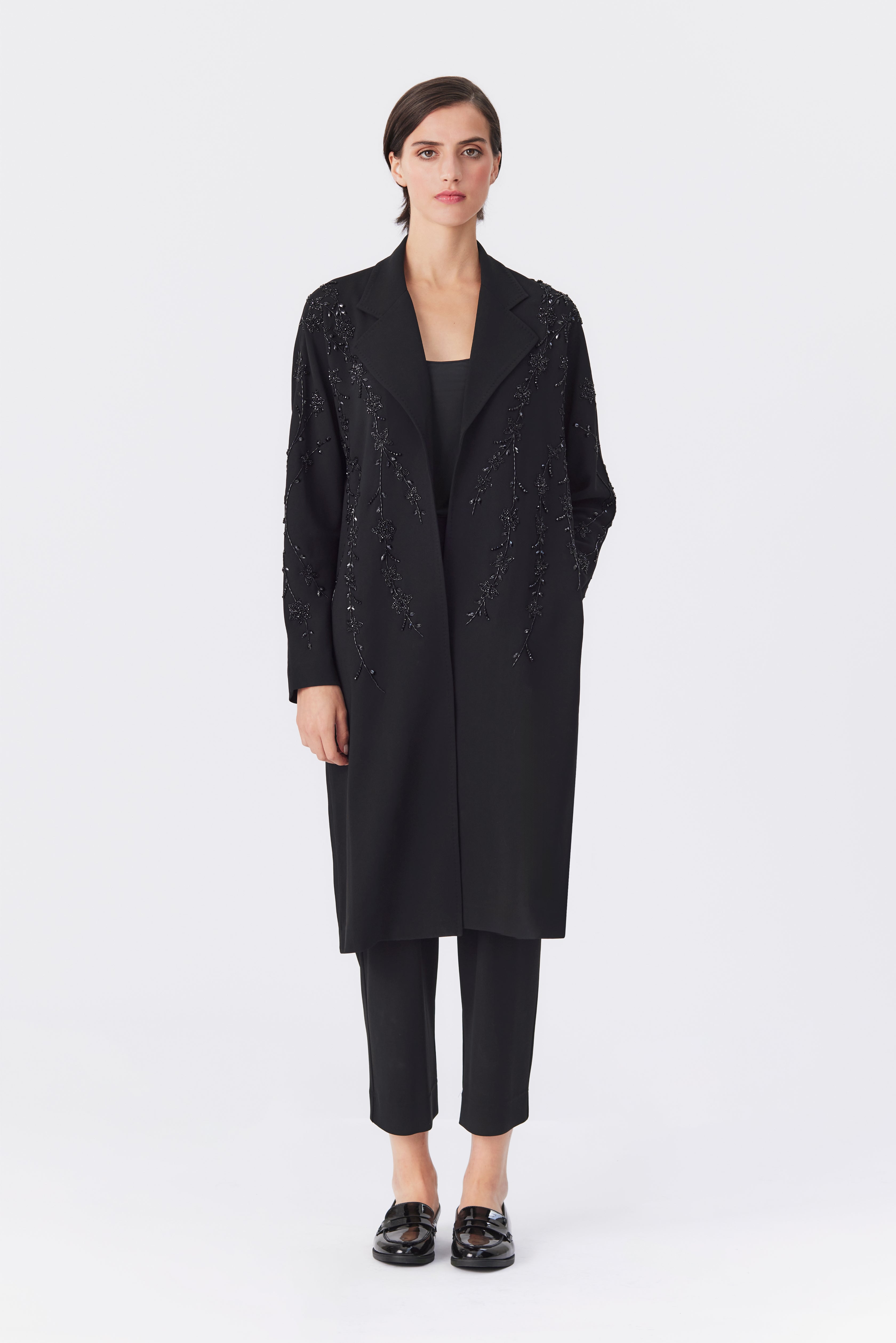 Tatiana Black Beaded Evening Coat