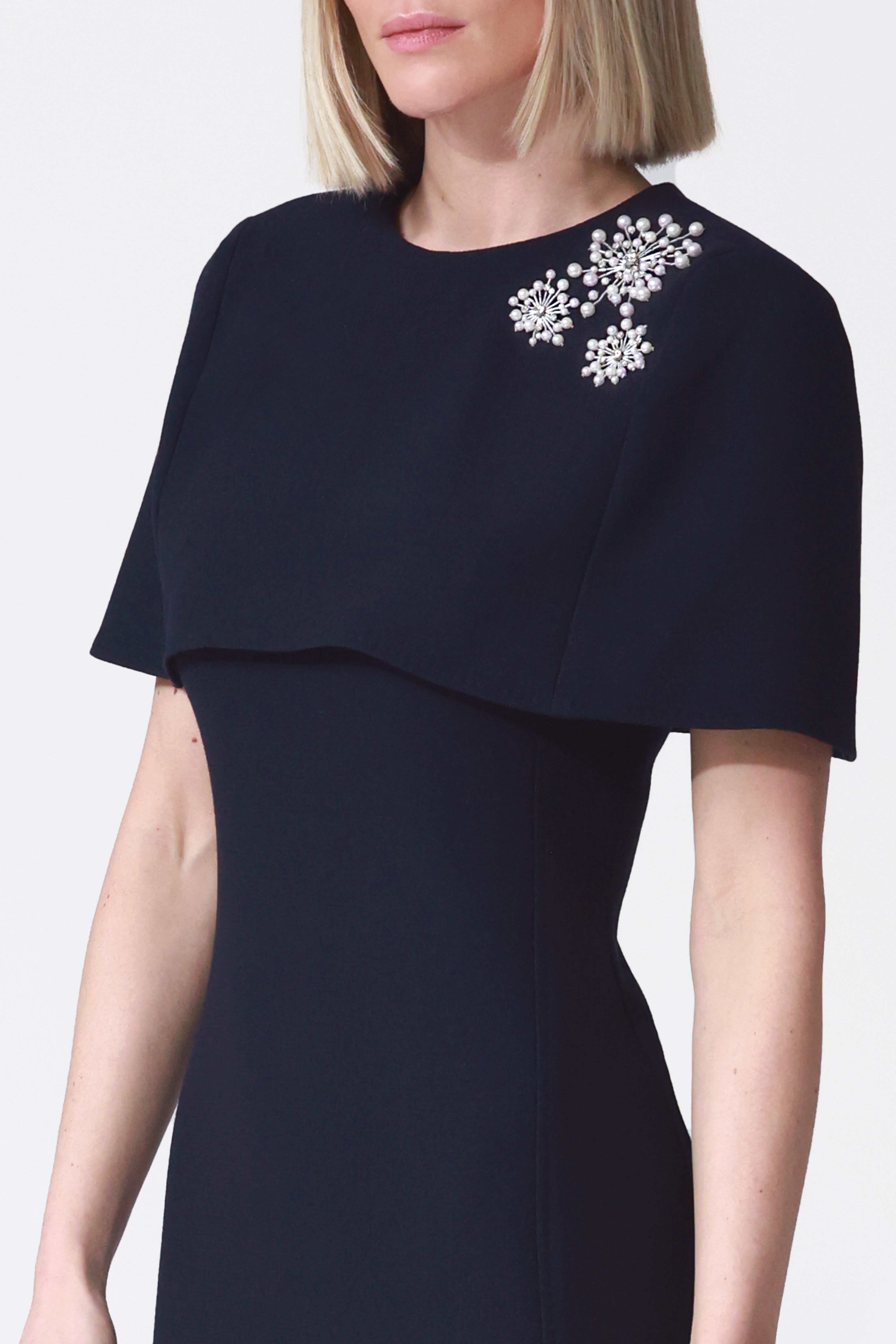 Zoelle Embellished Mini Cape-Effect Dress