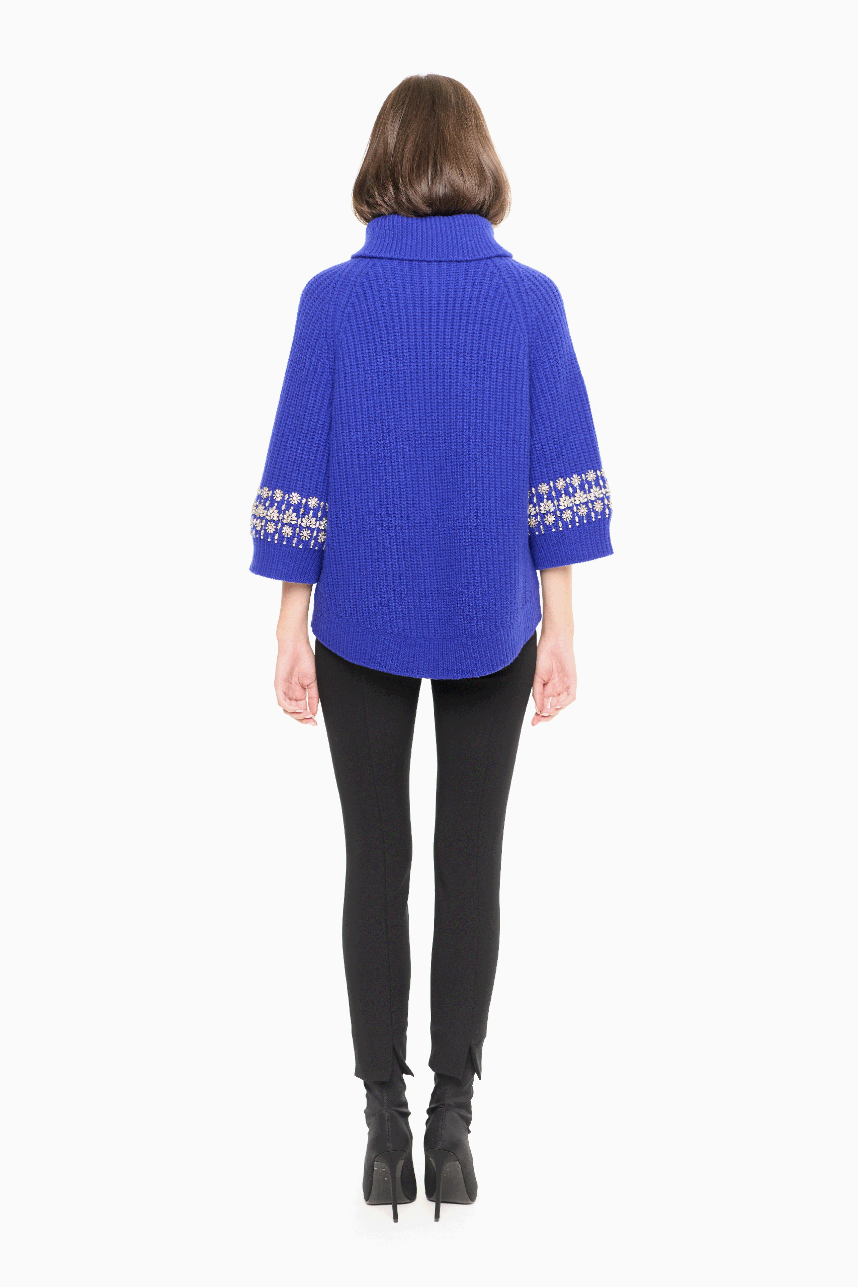 Ember Embellished Roll-Neck Sweater in Sapphire