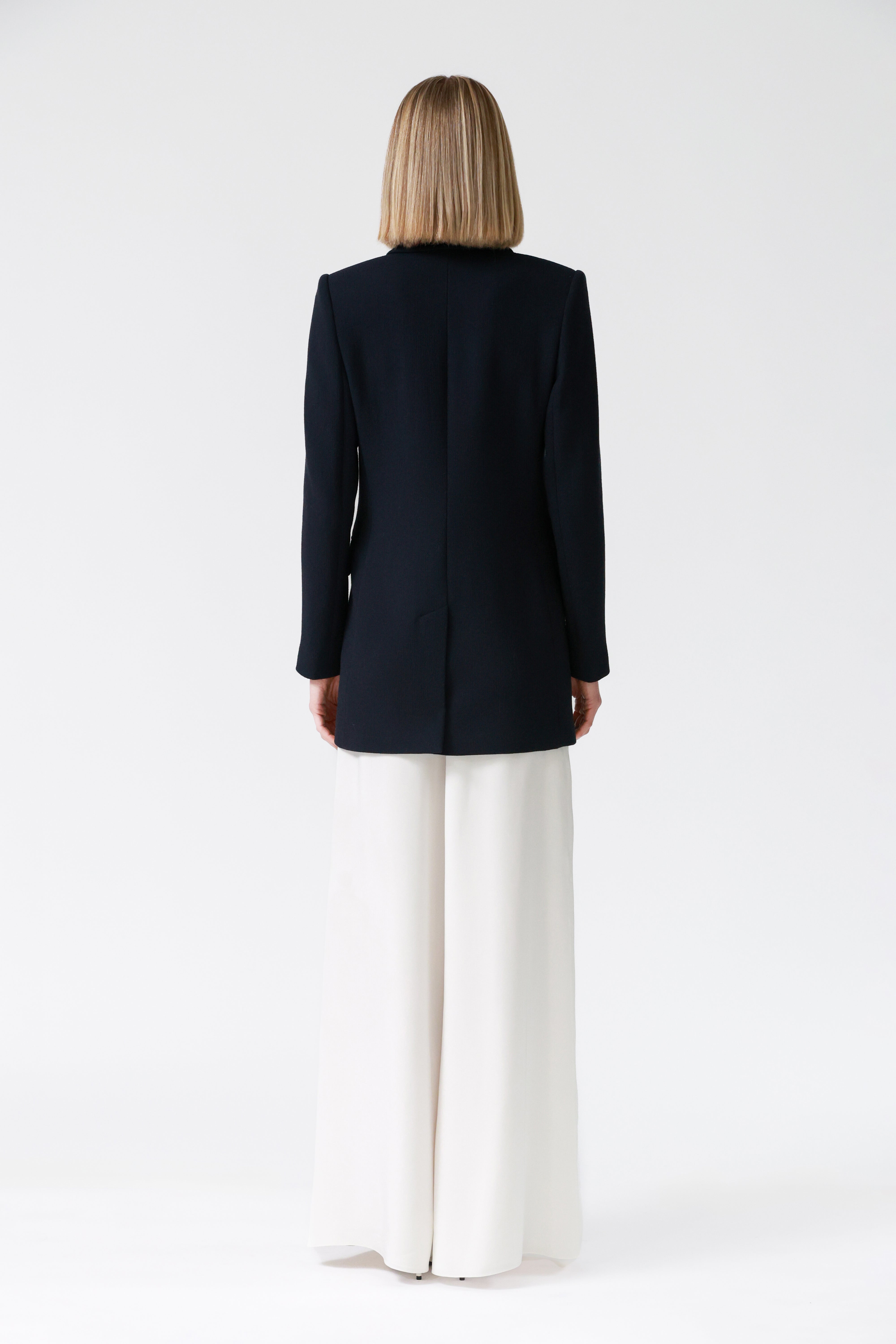 Ada Double-Breasted Longline Blazer in Navy