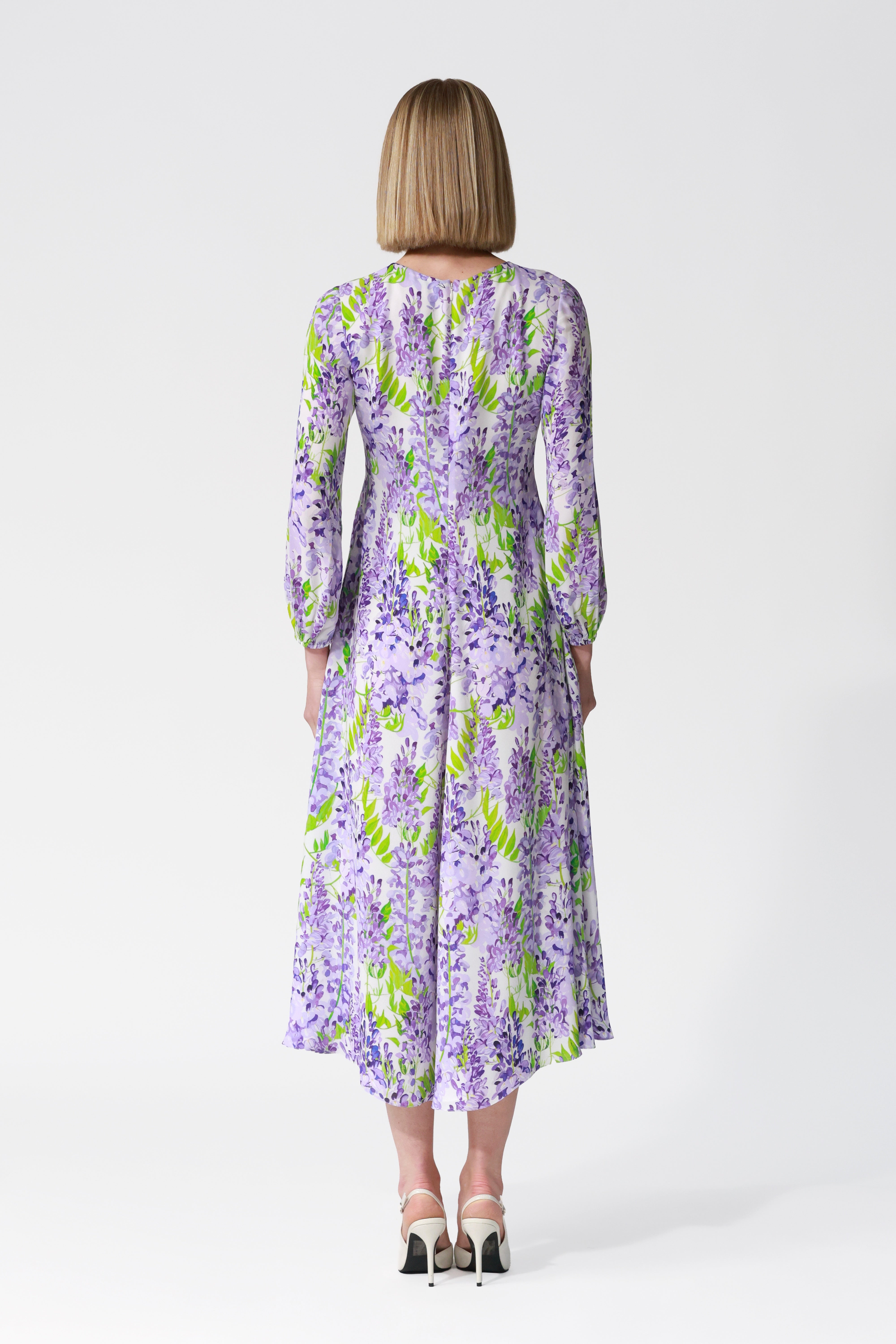 Alba Wisteria Print Silk Dress