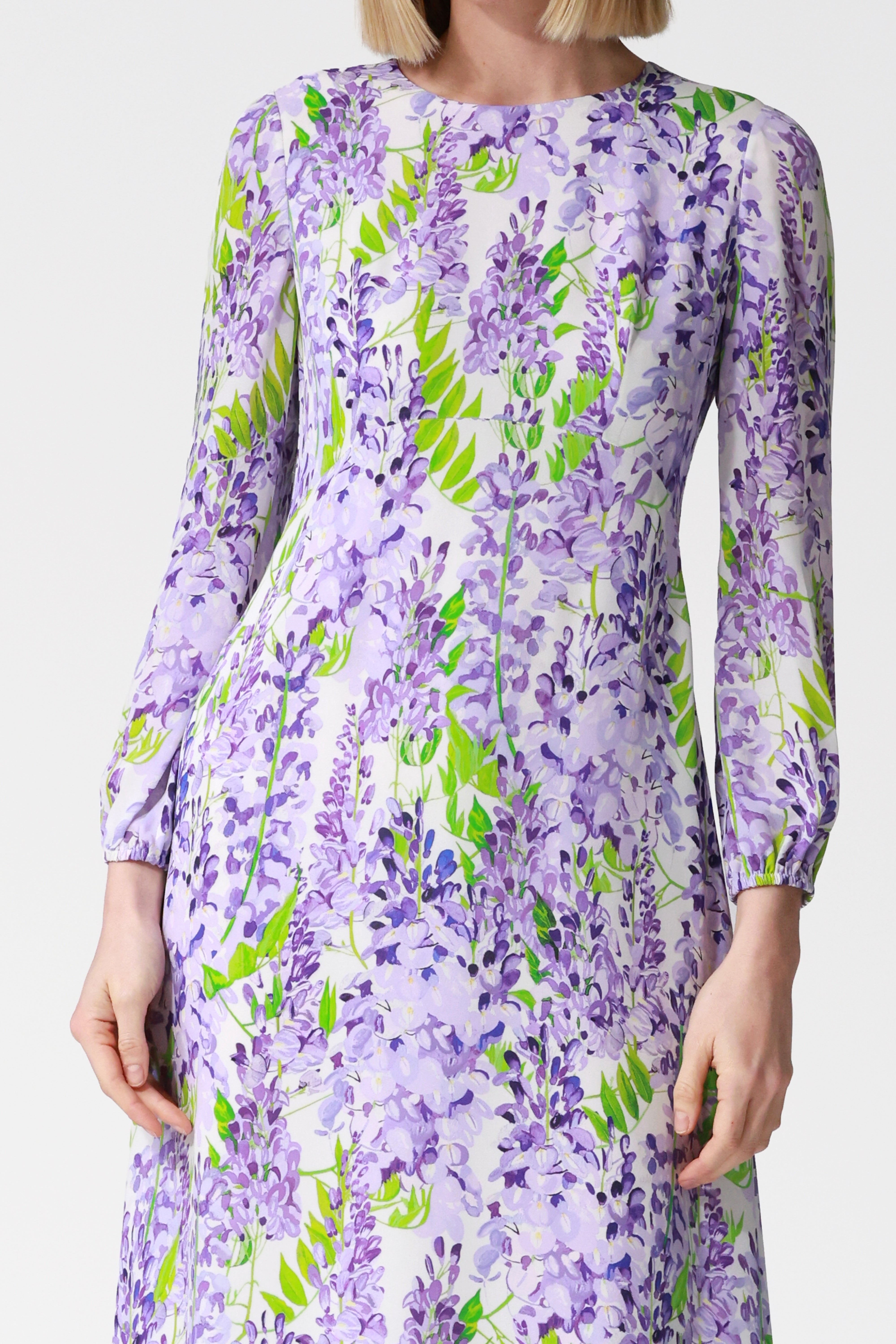 Alba Wisteria Print Silk Dress