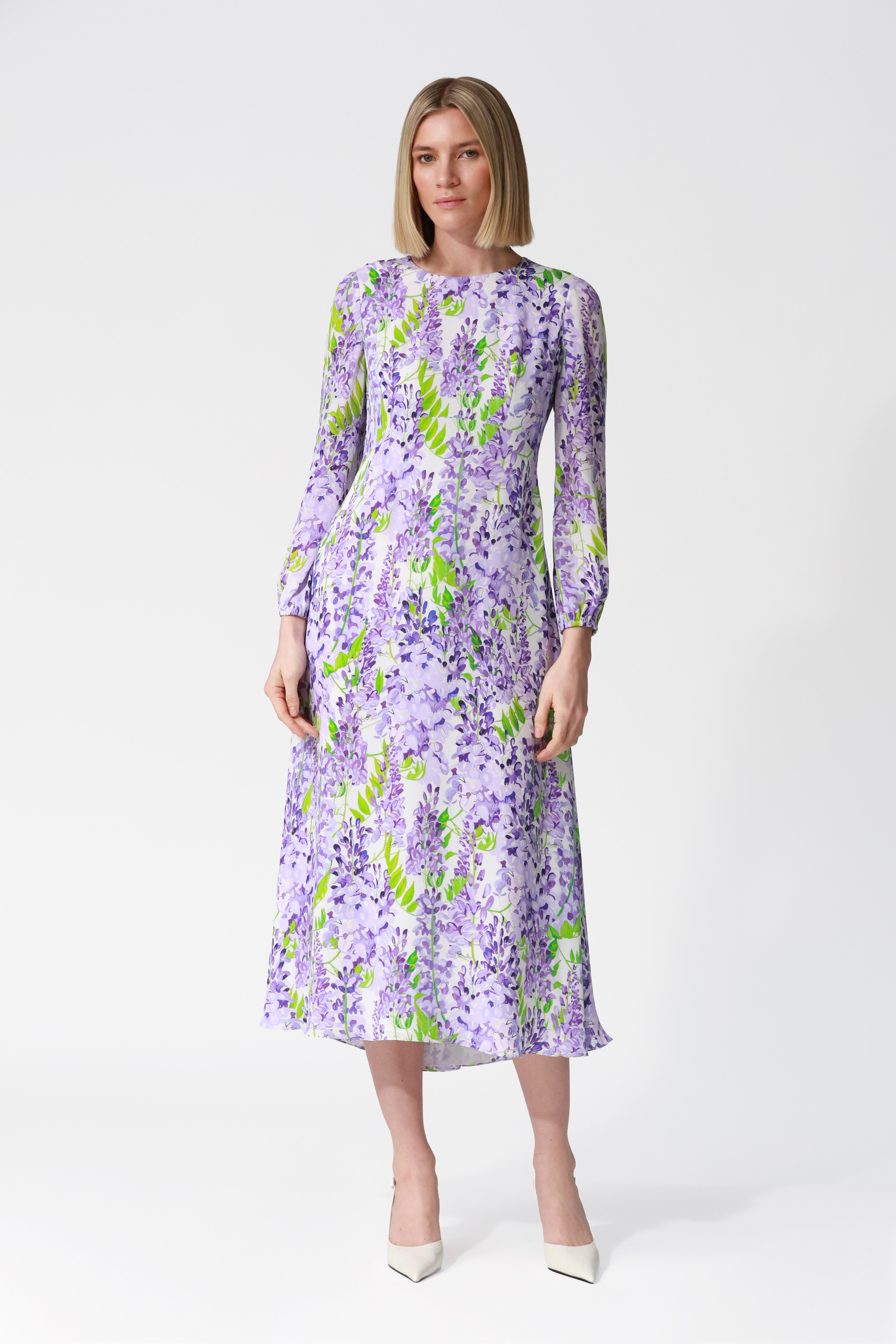 Alba Wisteria Print Silk Dress