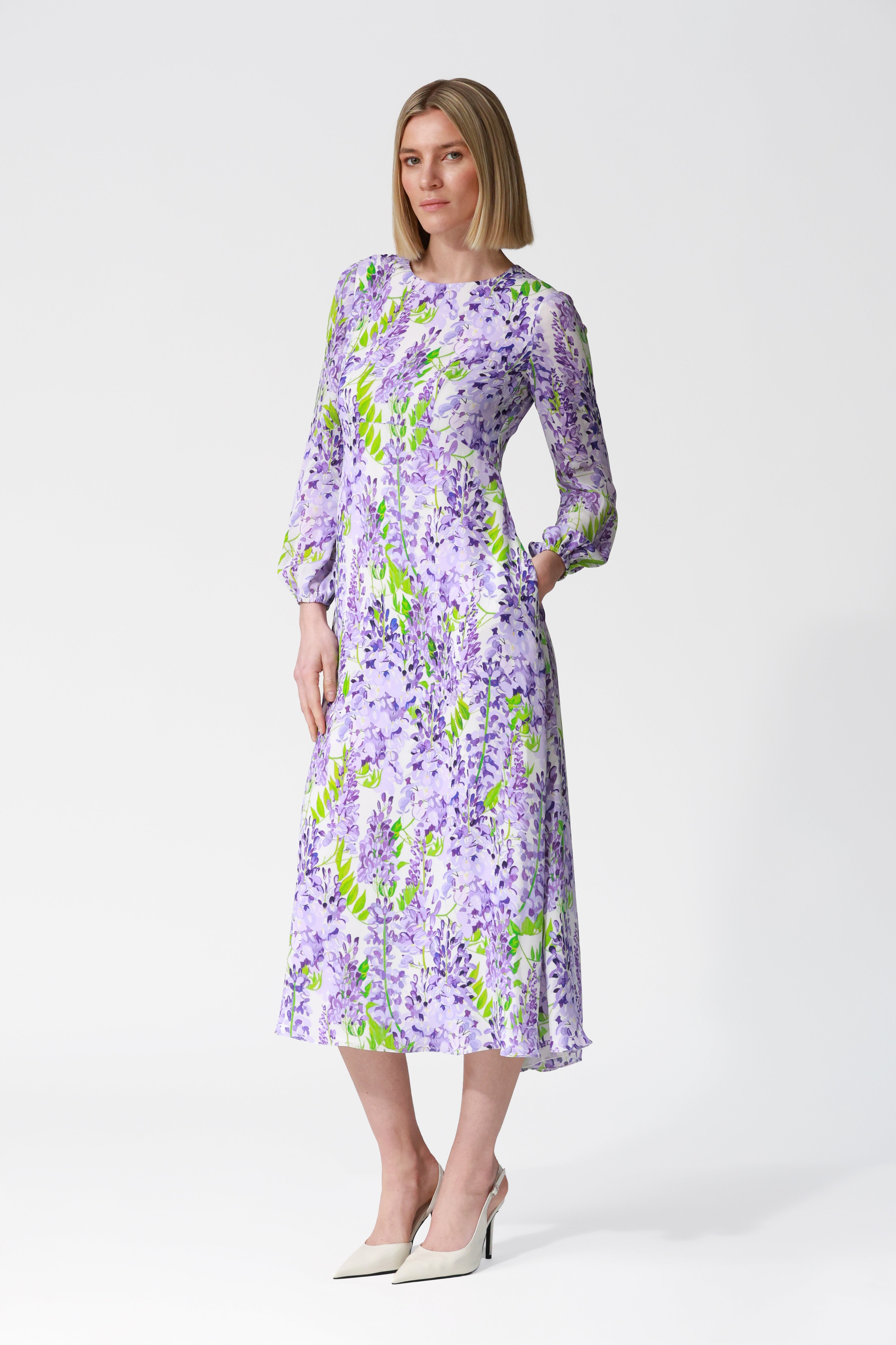 Alba Wisteria Print Silk Dress