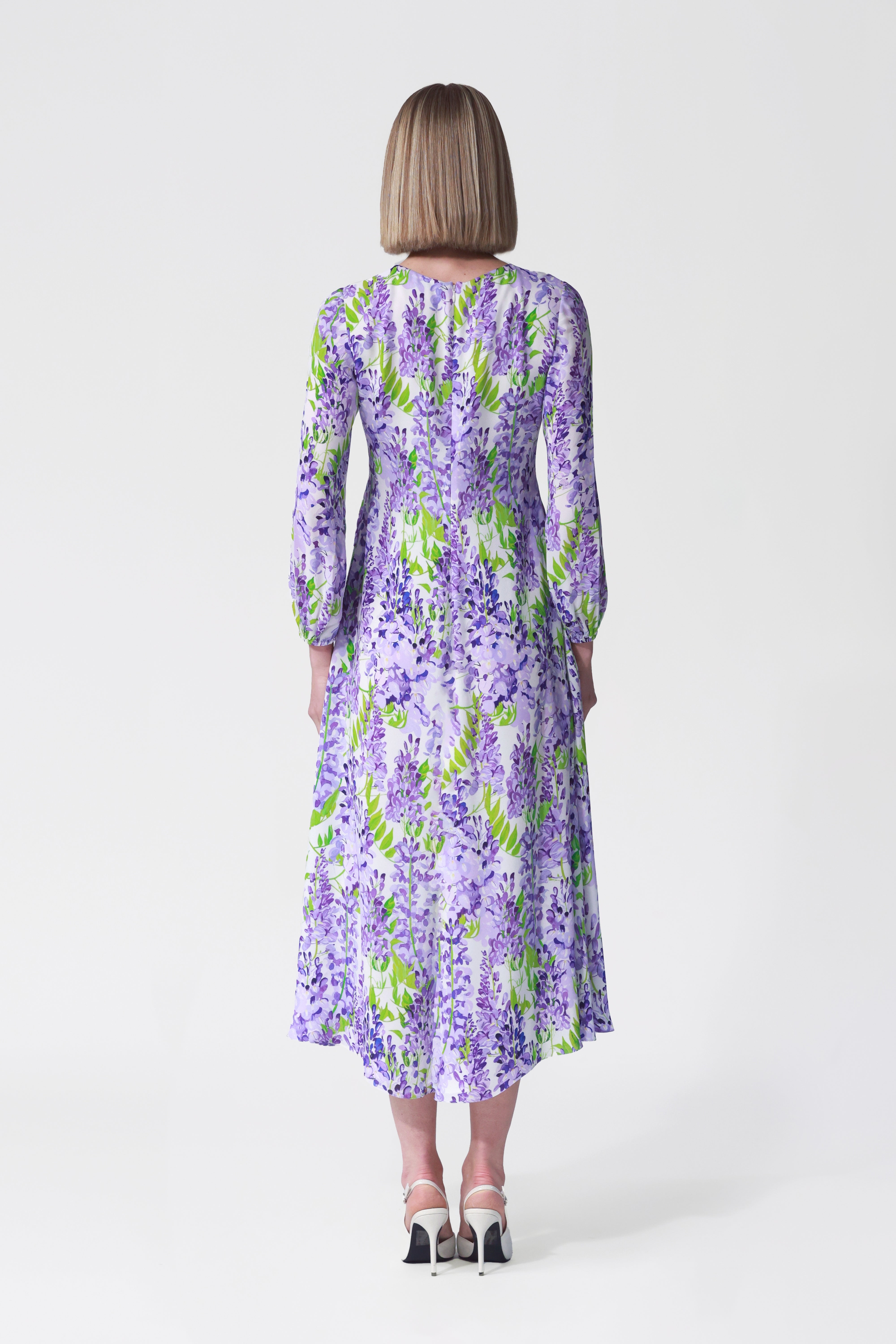 Alba Wisteria Print Silk Dress