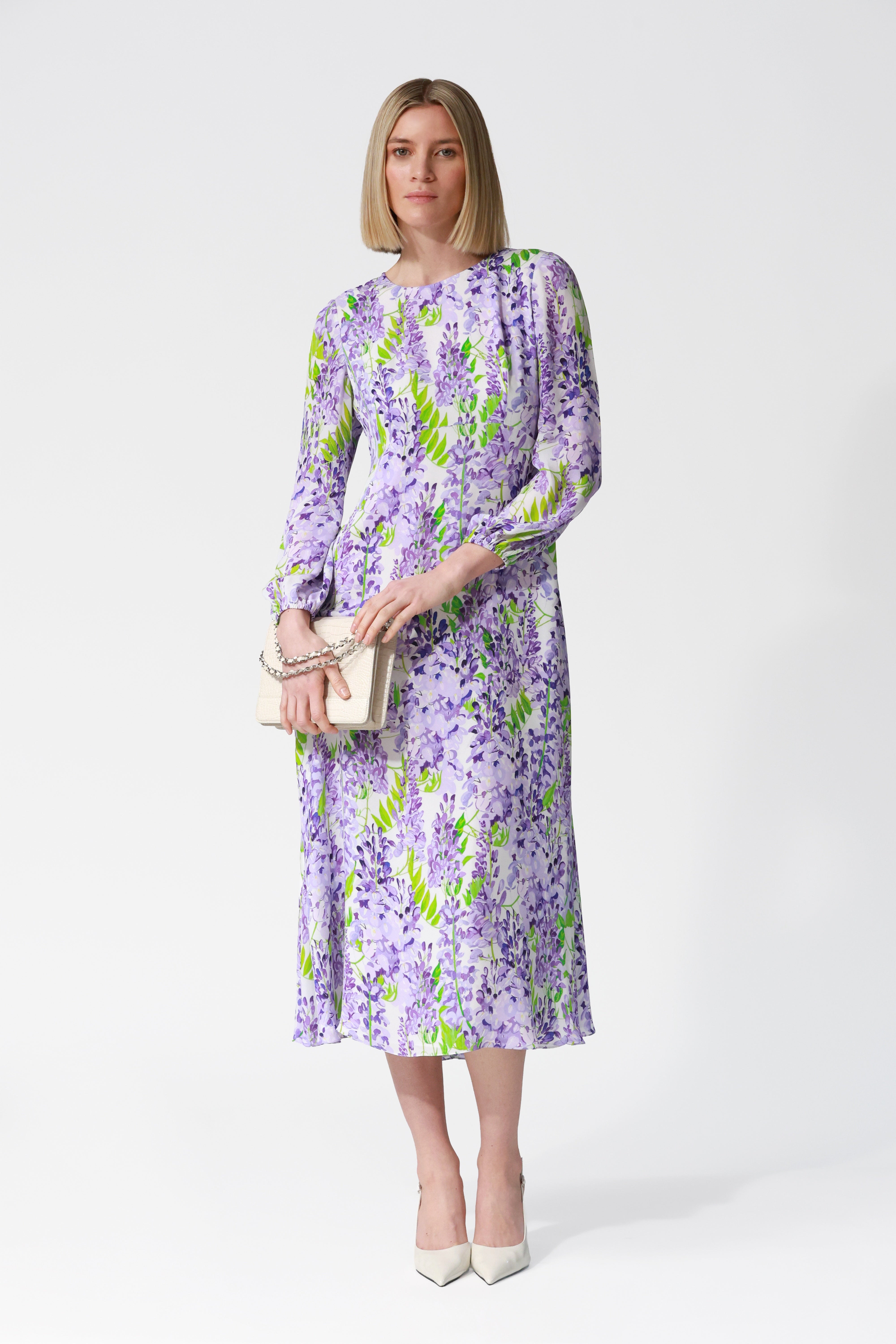 Alba Wisteria Print Silk Dress