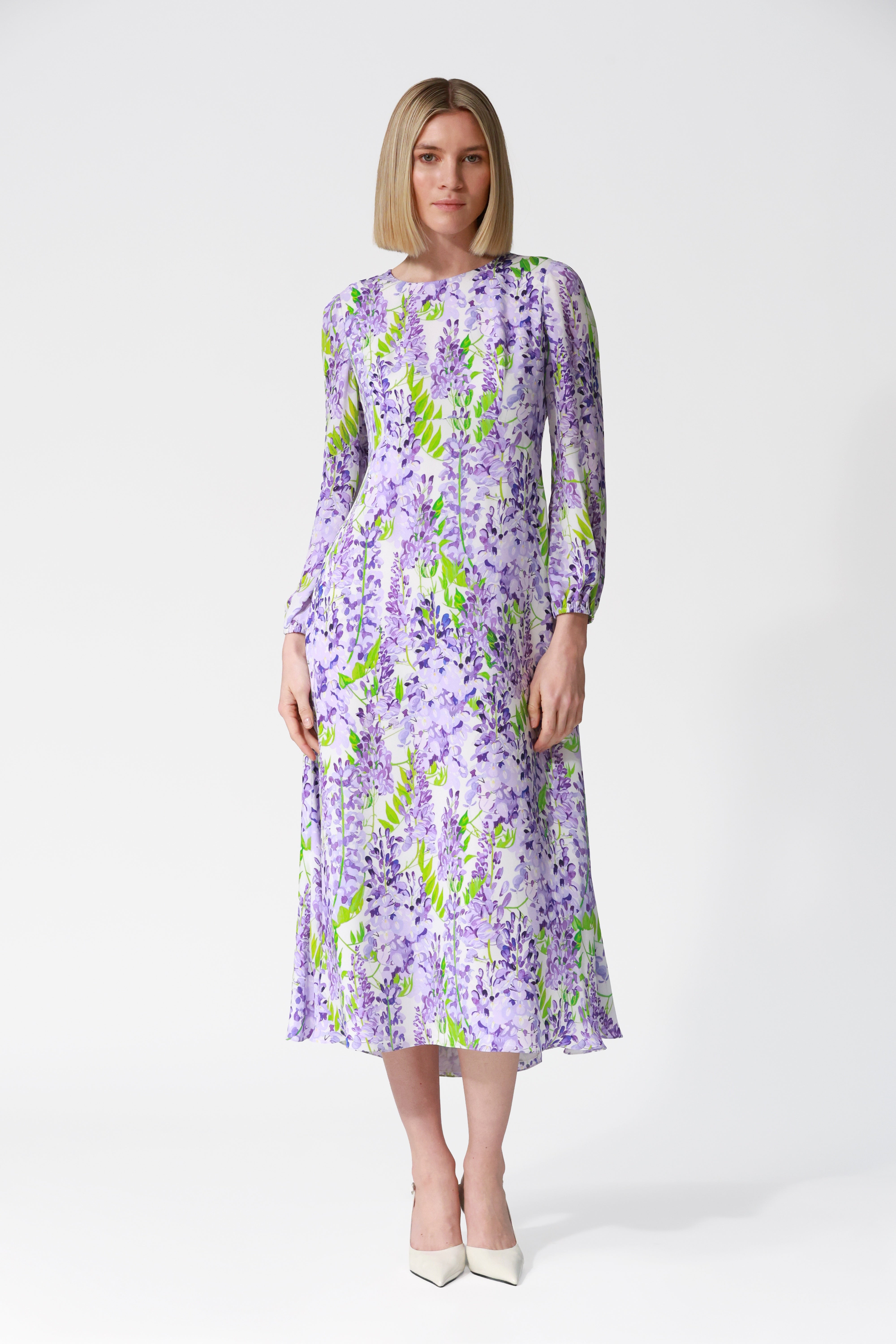 Alba Wisteria Print Silk Dress