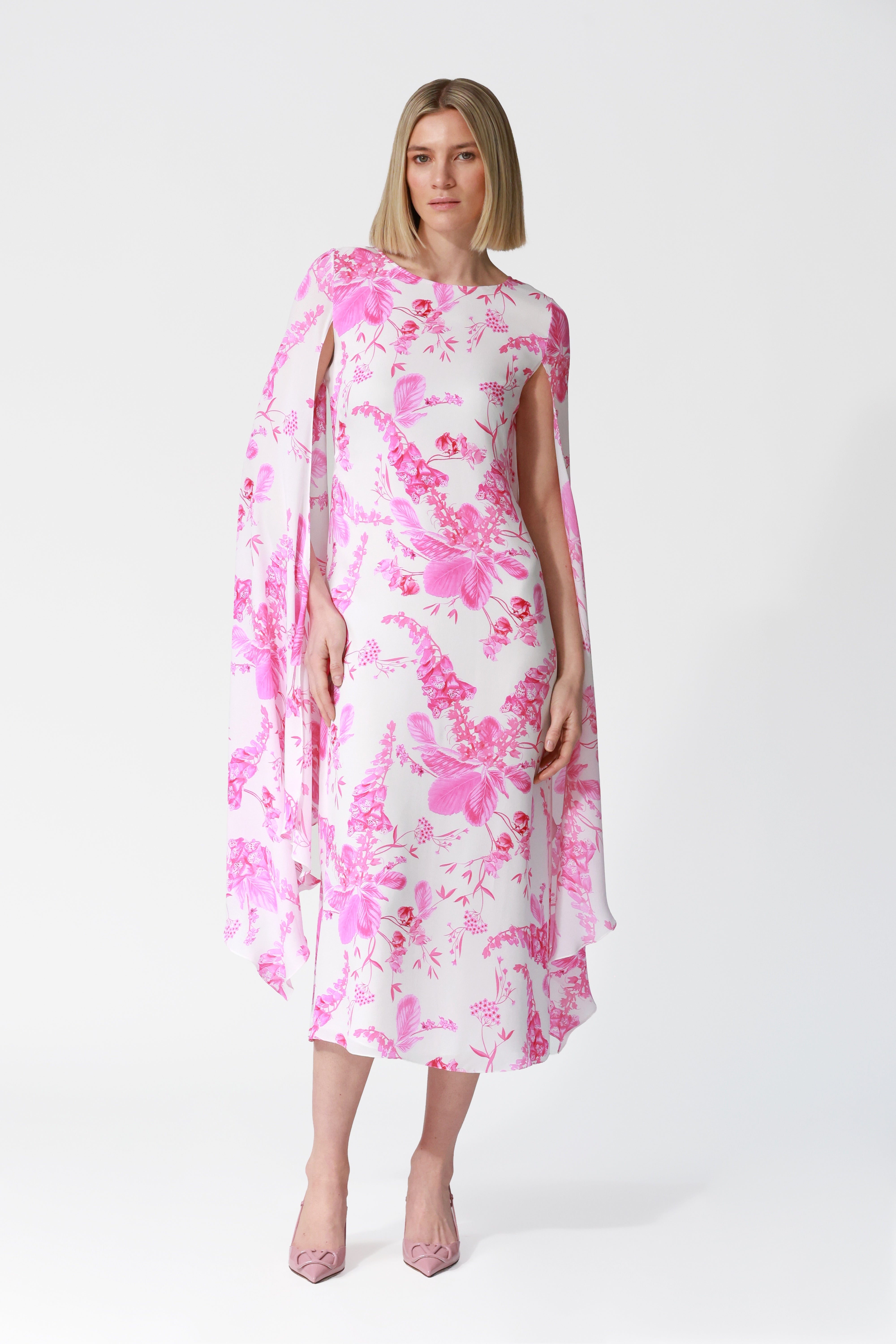 Amaris Floral Print Silk Dress