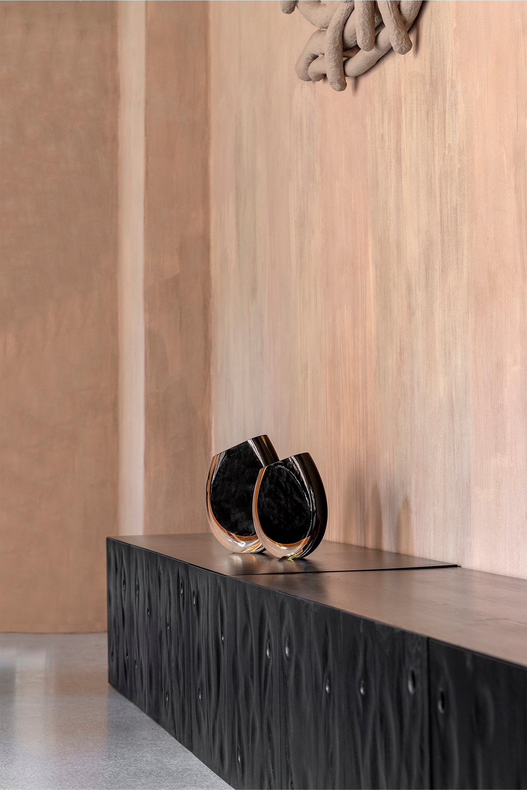 Amber Black Glass Vase