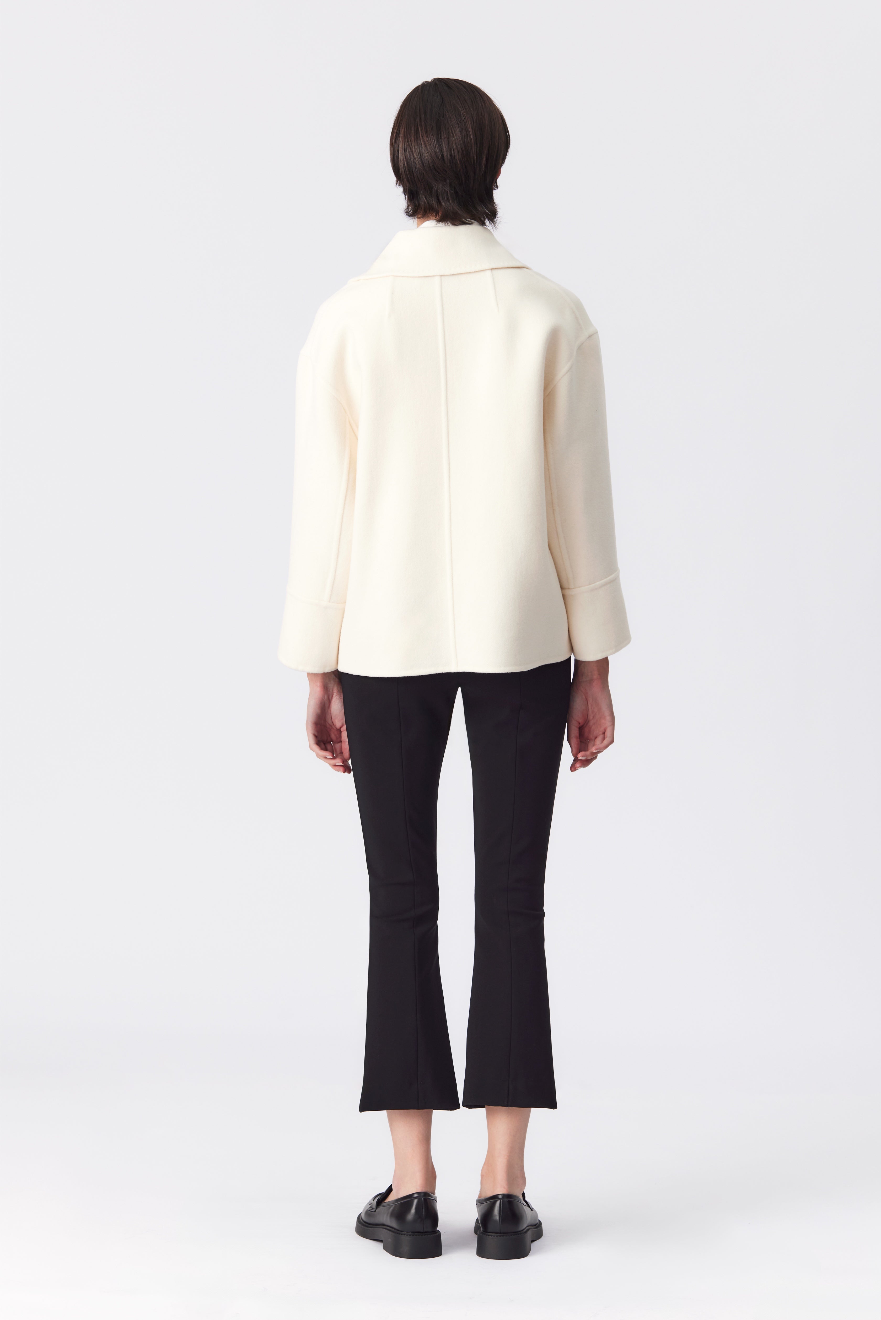 Amelia Double-Breasted Wool Jacket in Ivory